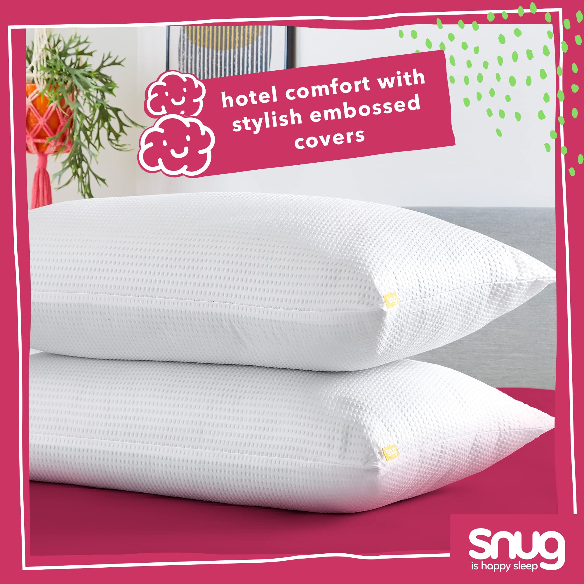 Snug is happy sleep Blissful Bedtime Pillows - Medium Firmness, Hypoallergenic, Pack of 2 2