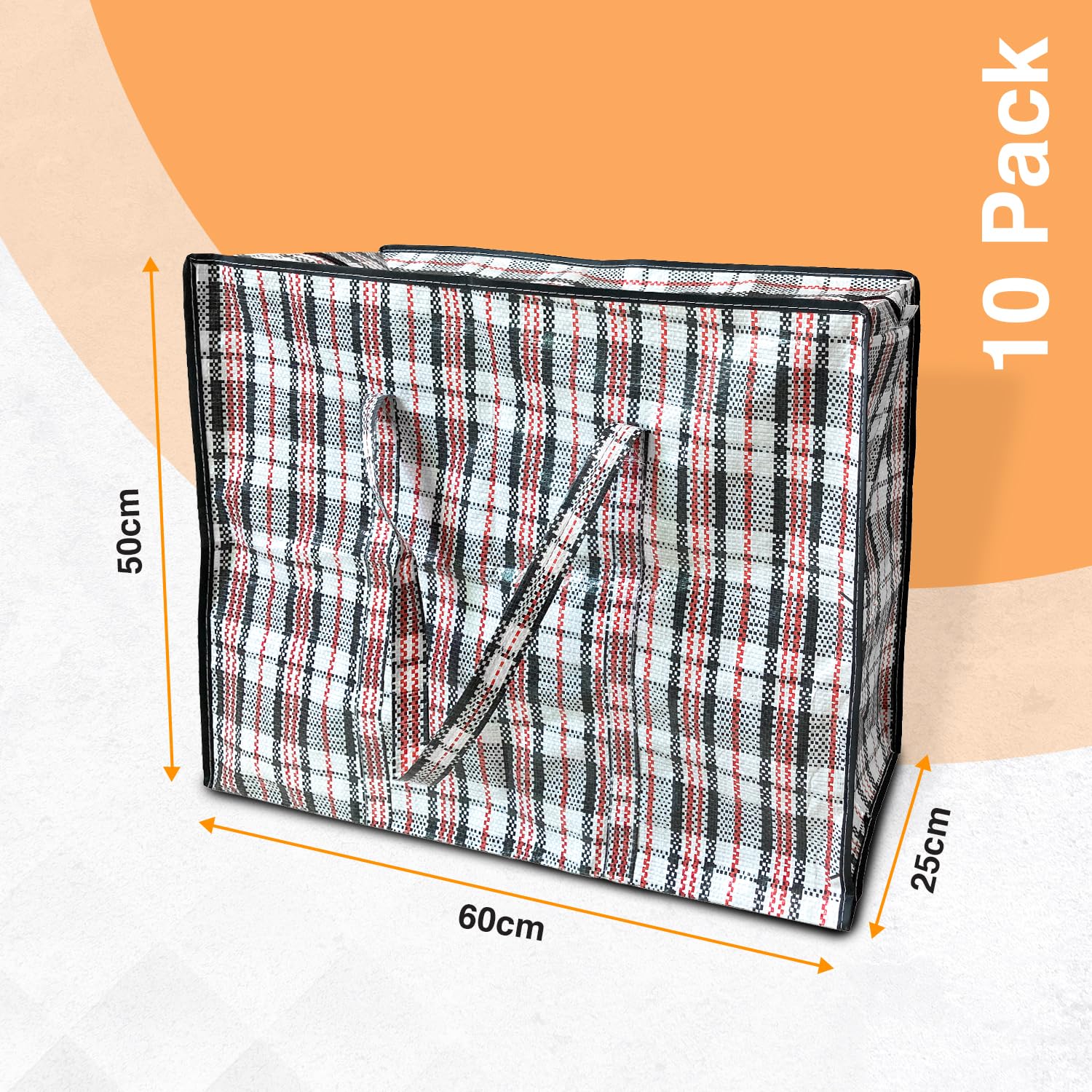 ANSIO Large Reusable Laundry Bags - Pack of 10 Storage Bags with Zips, 60L x 25W x 50H cm 3