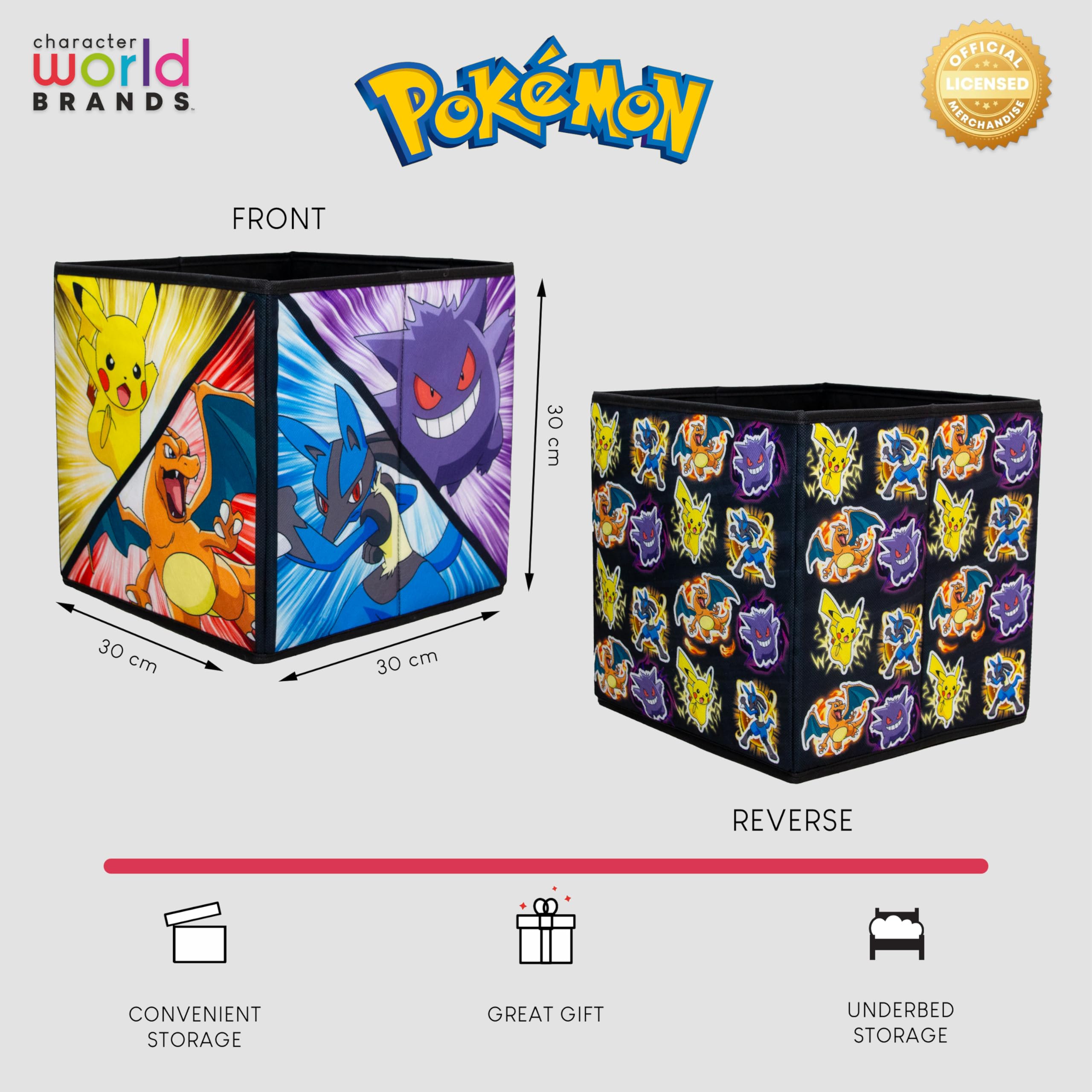 Pokémon Officially Licensed Storage Boxes - Set of 2 Foldable Toy Cubes | 30cm x 30cm x 30cm 5