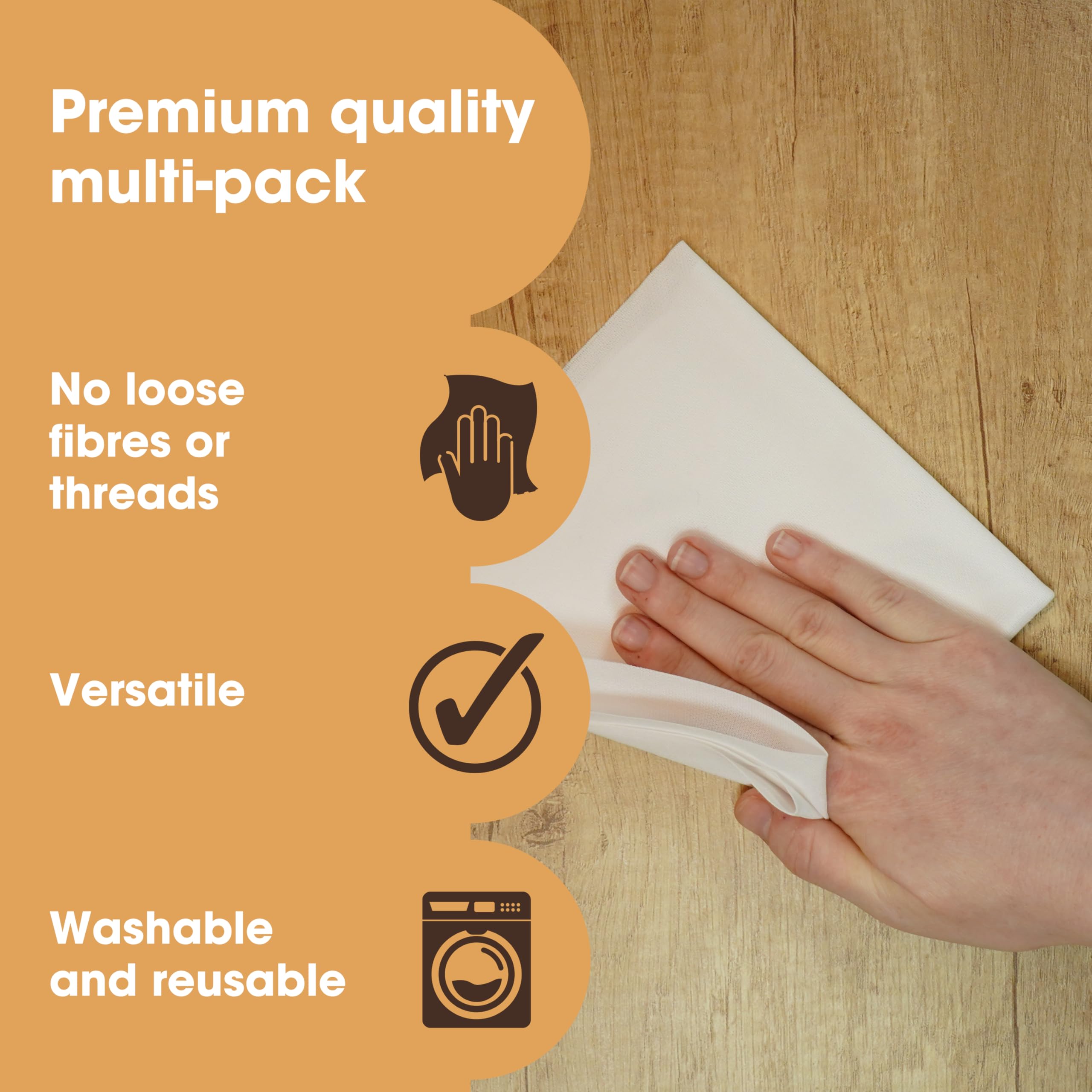 Furniture Clinic Lint Free Cleaning Cloths - 3 Pack | 30 x 30 cm | Polyester Blend | Machine Washable 2