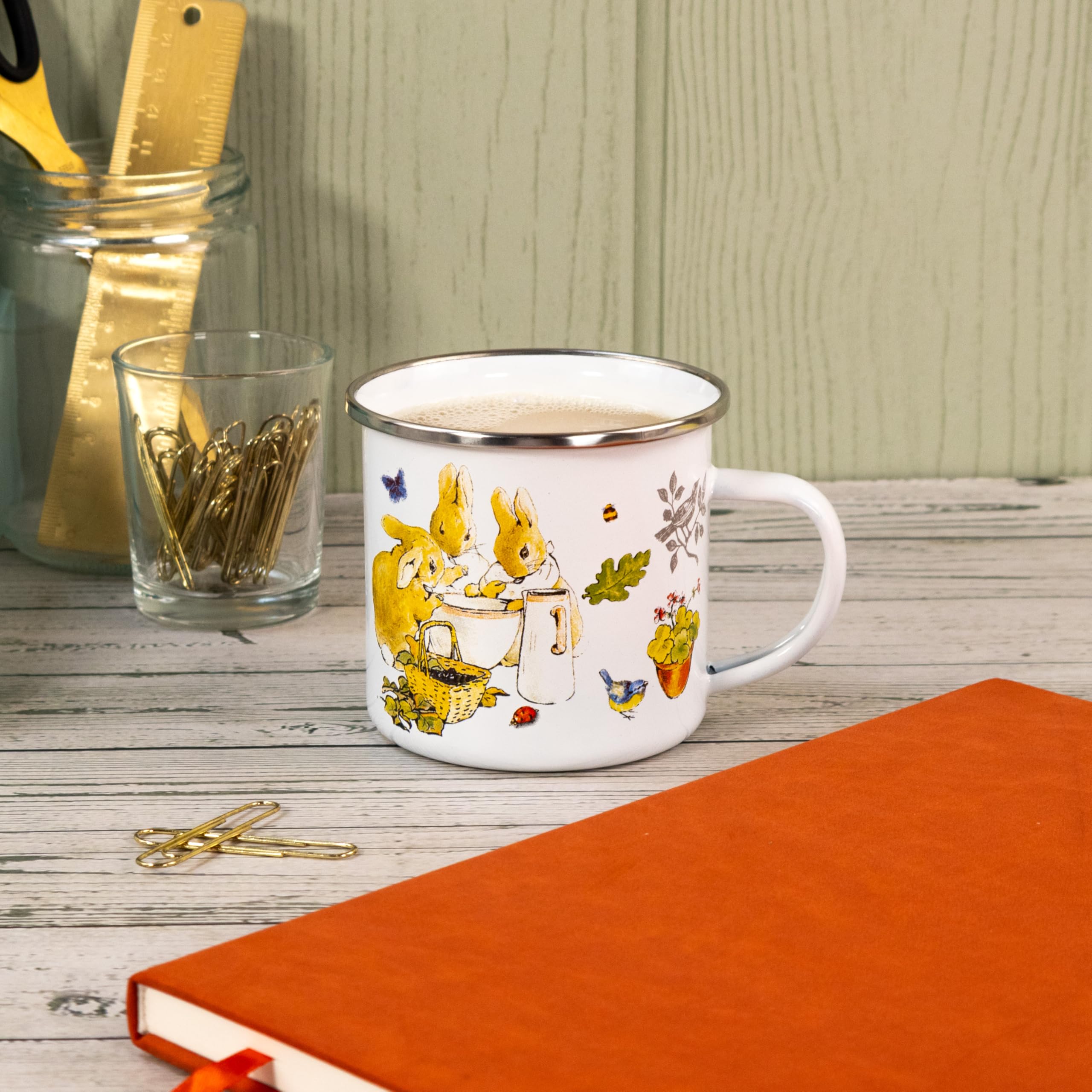 Robert Frederick Peter Rabbit Flopsy Bunnies Enamel Coffee Mug - White, Dishwasher Safe 8