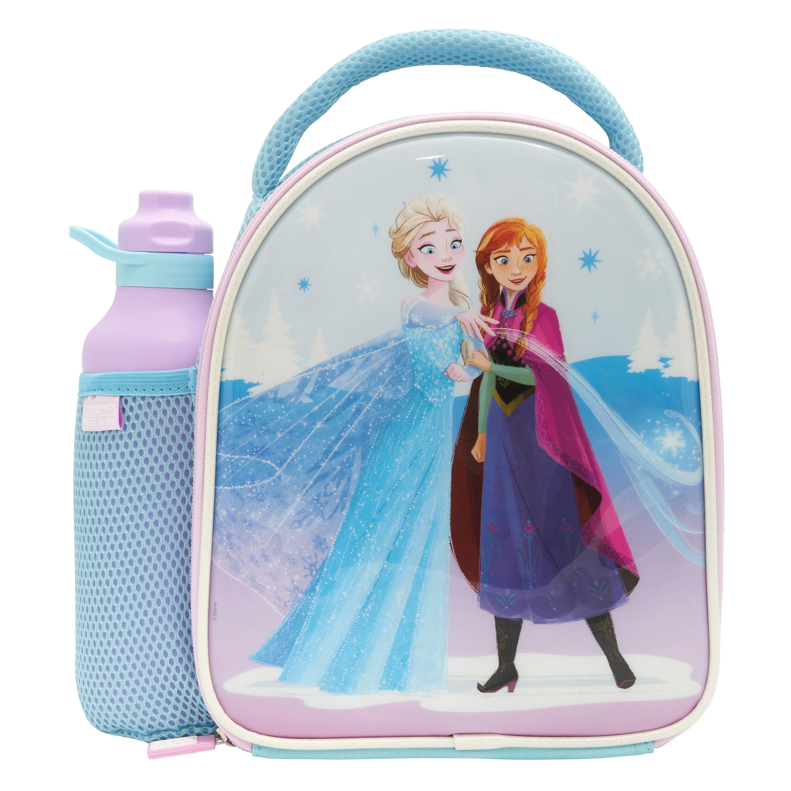 Disney Frozen Lunch Bag and 600ml Water Bottle Combo Set - Insulated, Antibacterial PEVA Lining 2