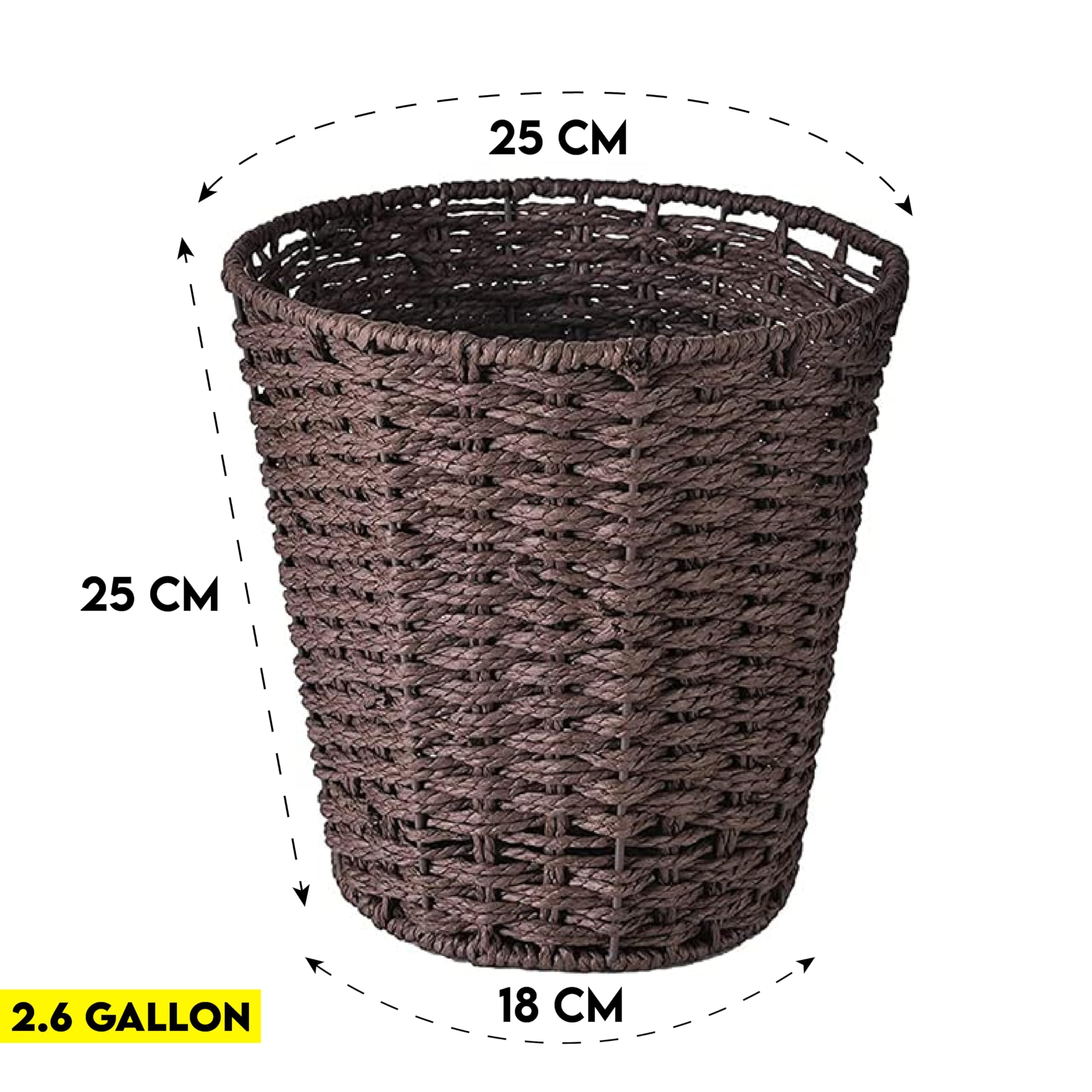 Zuvo Handwoven Wicker Waste Paper Bin - Brown, 25 cm Diameter | Paper Material 3