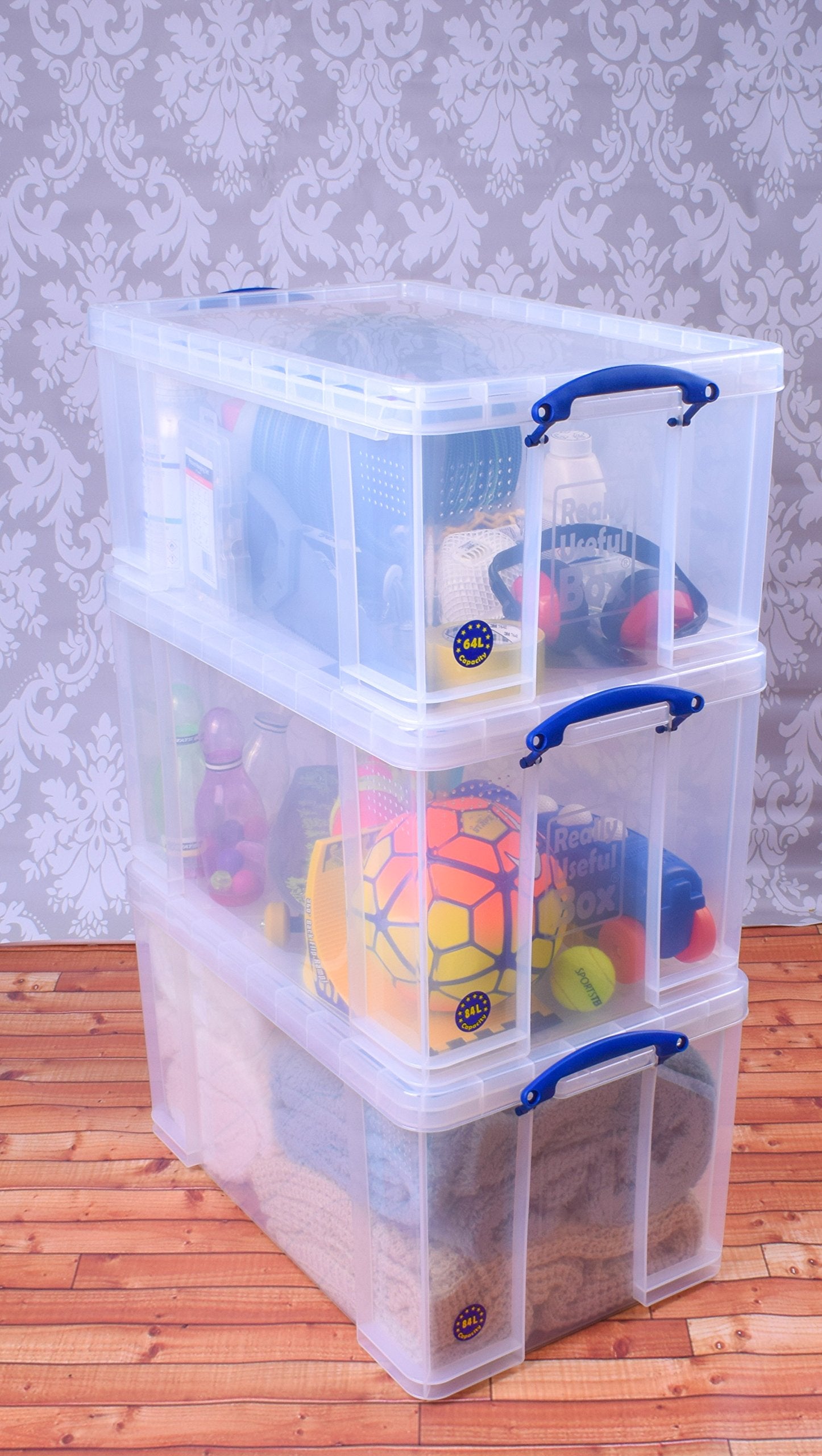 Really Useful Box Storage Box - Bonus Pack of 3 (2 x 84L + 1 x 64L) | Clear Polypropylene | Lockable 5