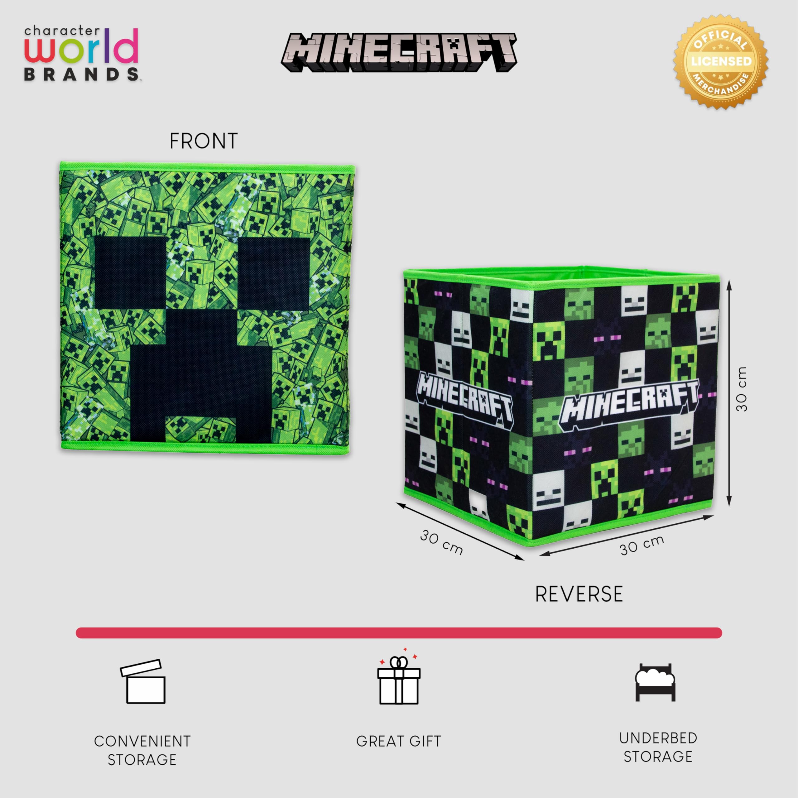 Minecraft Officially Licensed Storage Boxes - 2 Pack Foldable Cubes | 30cm x 30cm 5