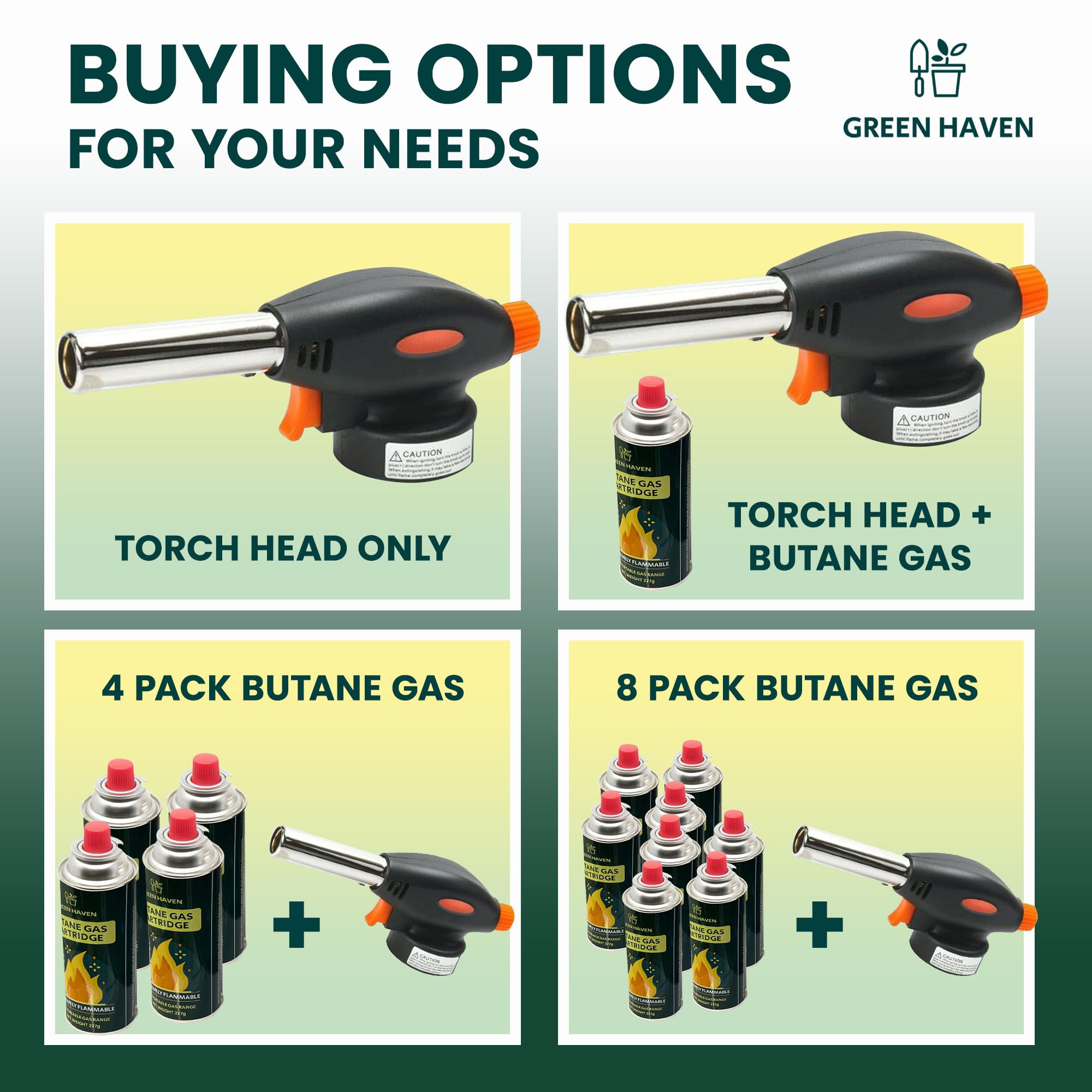 Green Haven Butane Torch Attachment Head - Piezo Ignition | Compatible with All Butane Tanks 6