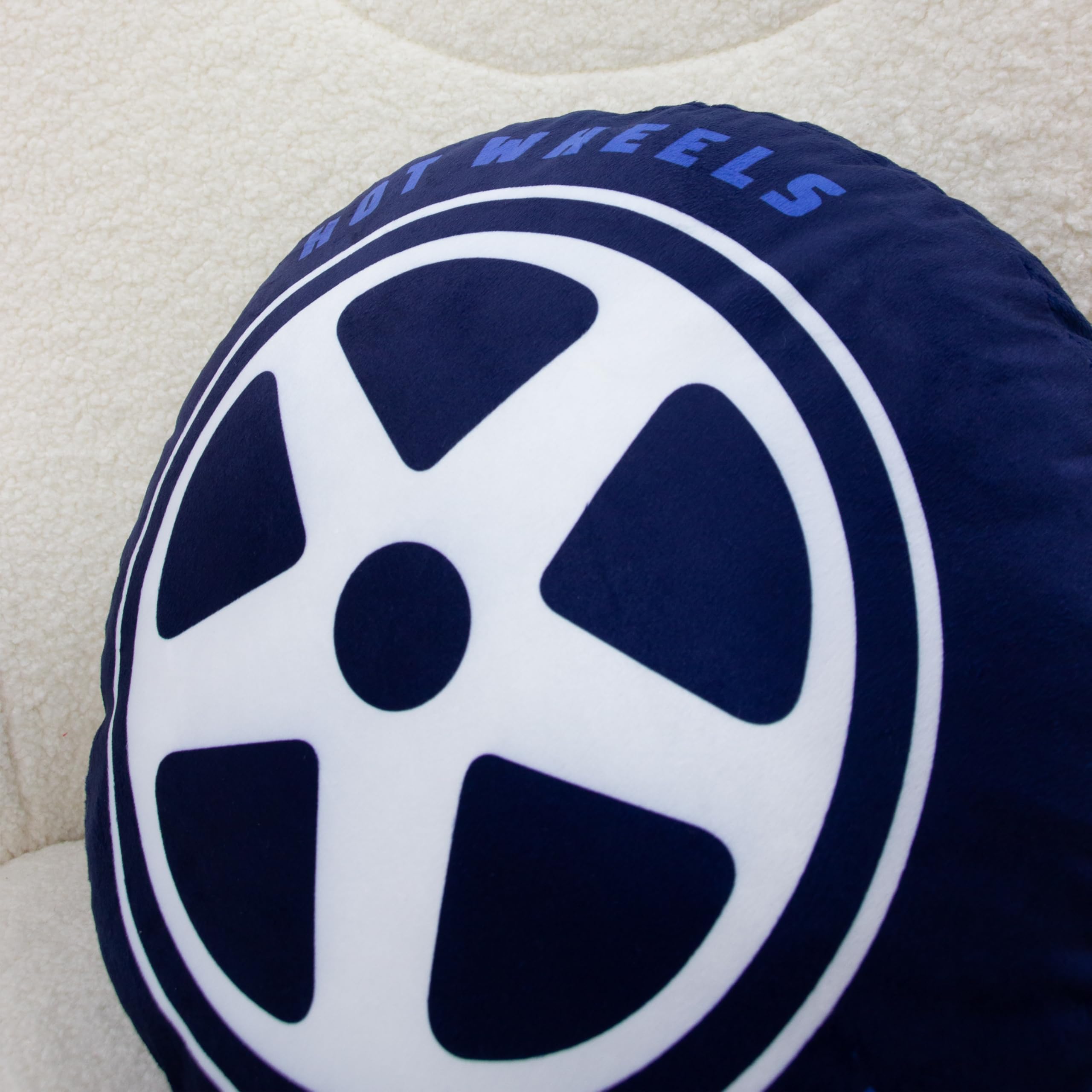 Character World Hot Wheels Officially Licensed Shaped Round Cushion | 40cm x 40cm | Reversible 8