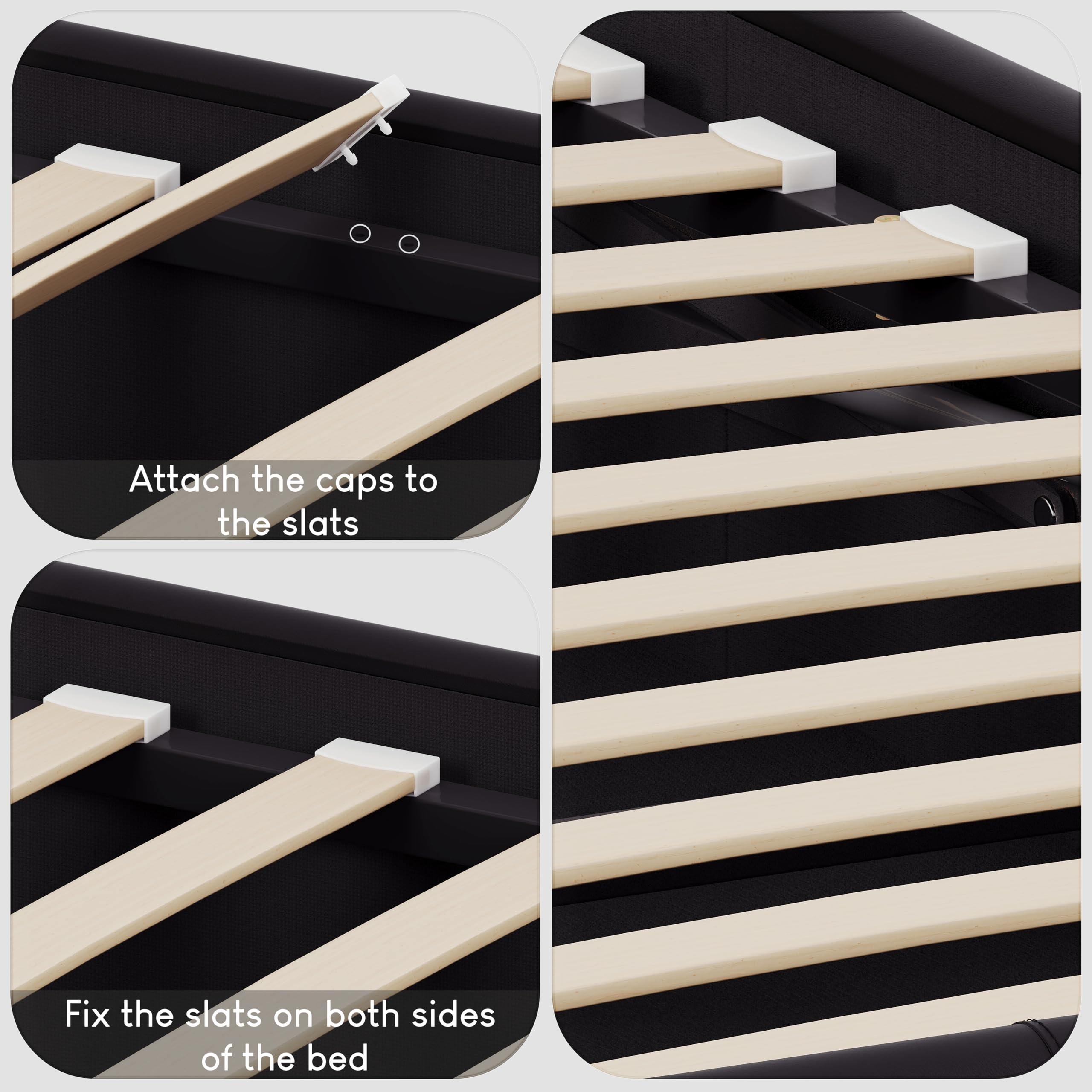 Vida Designs Lisbon Upholstered Bed Frame - Small Double 4ft | Black Faux Leather | Low Foot End 6
