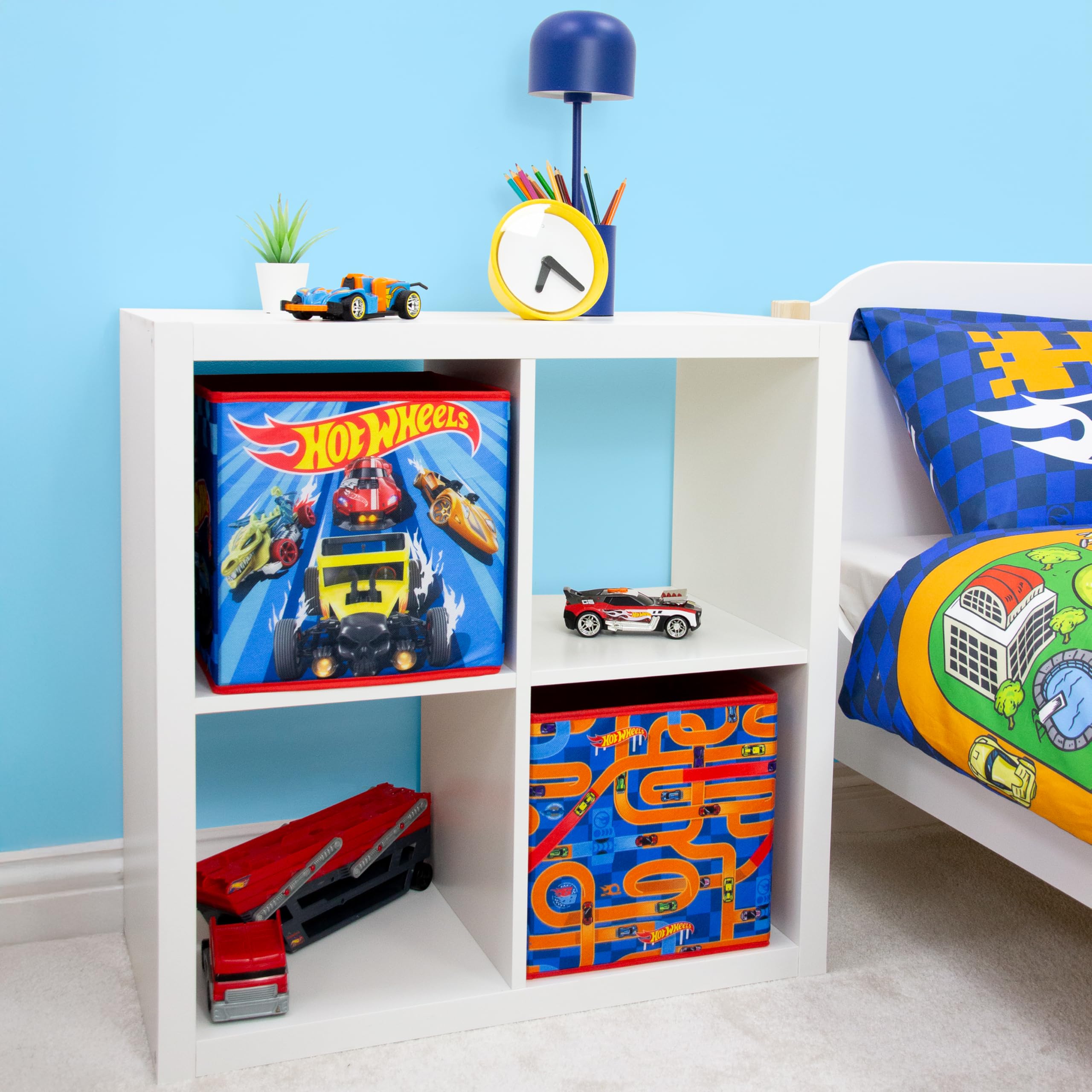 Character World Hot Wheels Officially Licensed Storage Boxes - 2 Pack | 30cm Foldable Polyester 5