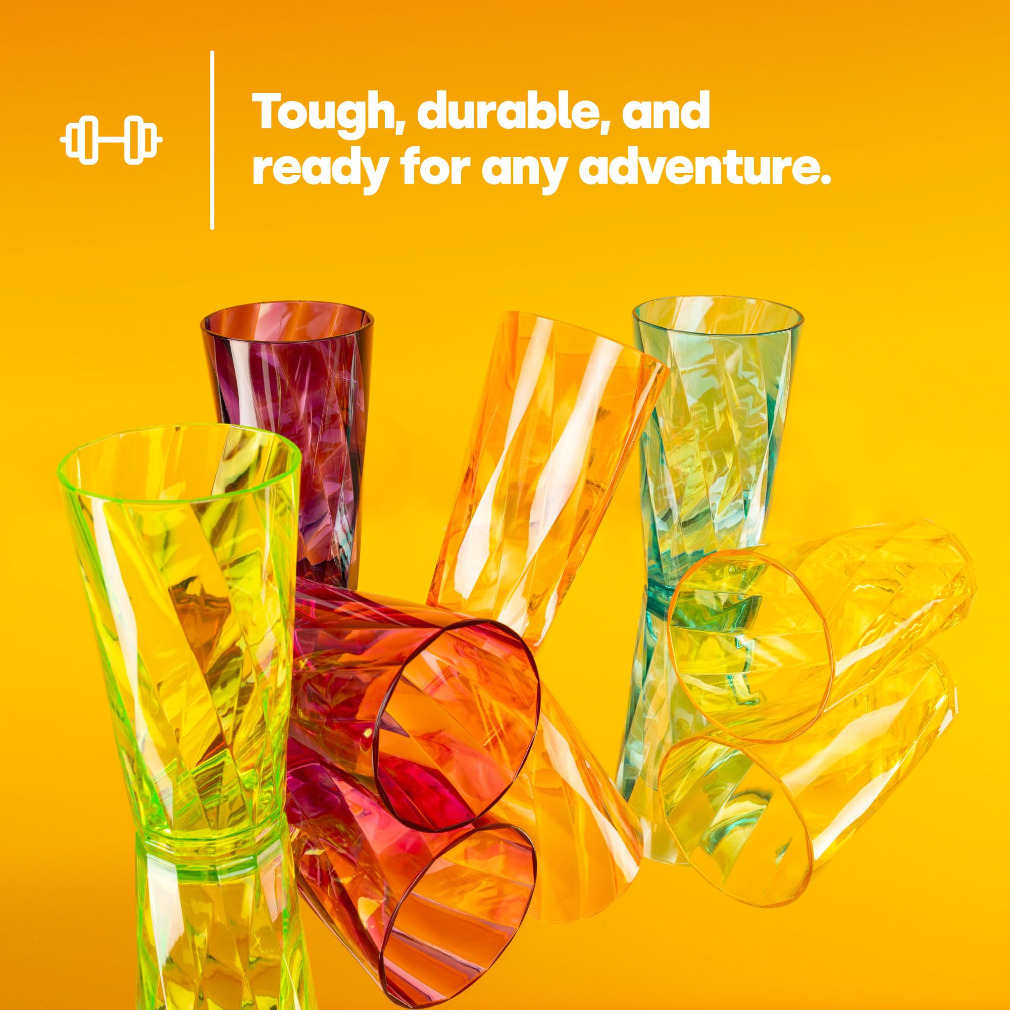 LIVIVO Set of 6 Acrylic Tumblers - 600ml Capacity | Rainbow Gradient Design | Dishwasher Safe 6