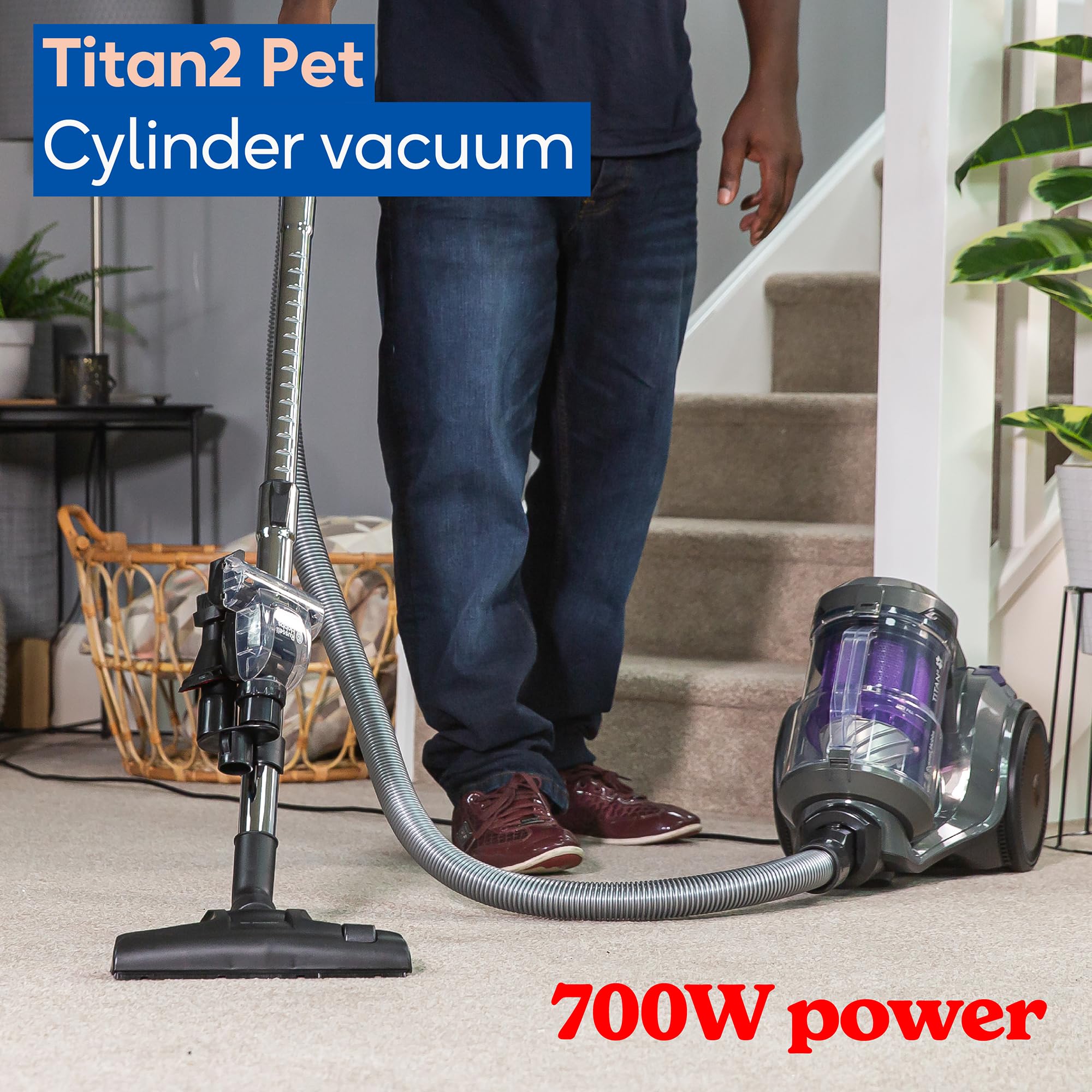 Russell Hobbs Titan2 Pet Multi-Cyclonic Cylinder Vacuum Cleaner - 700W Motor | 3L Capacity 3