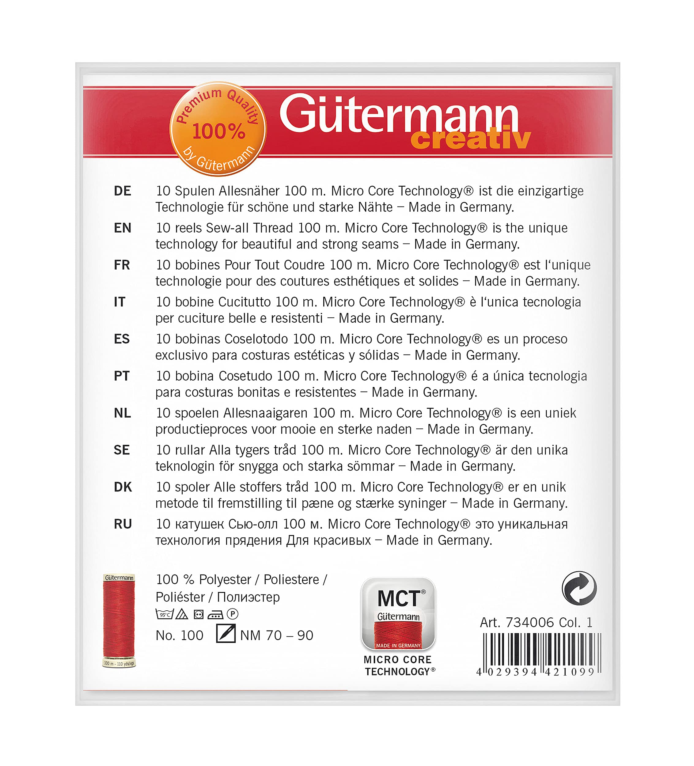 Gütermann Sew-all All-Purpose Sewing Thread - Basic Colors Set | 10 Spools | 100m Each 3