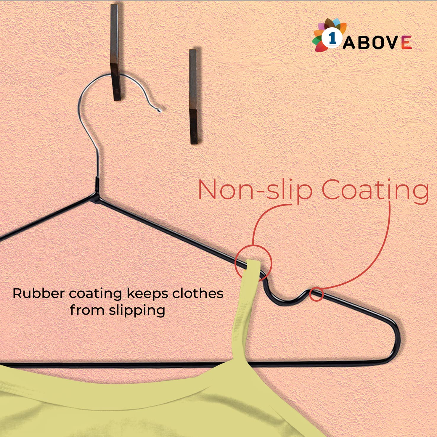 1ABOVE 25 Pack Rubber Coated Metal Hangers - Heavy Duty Space Saving Non-Slip | 0.4cm Thin Profile 7