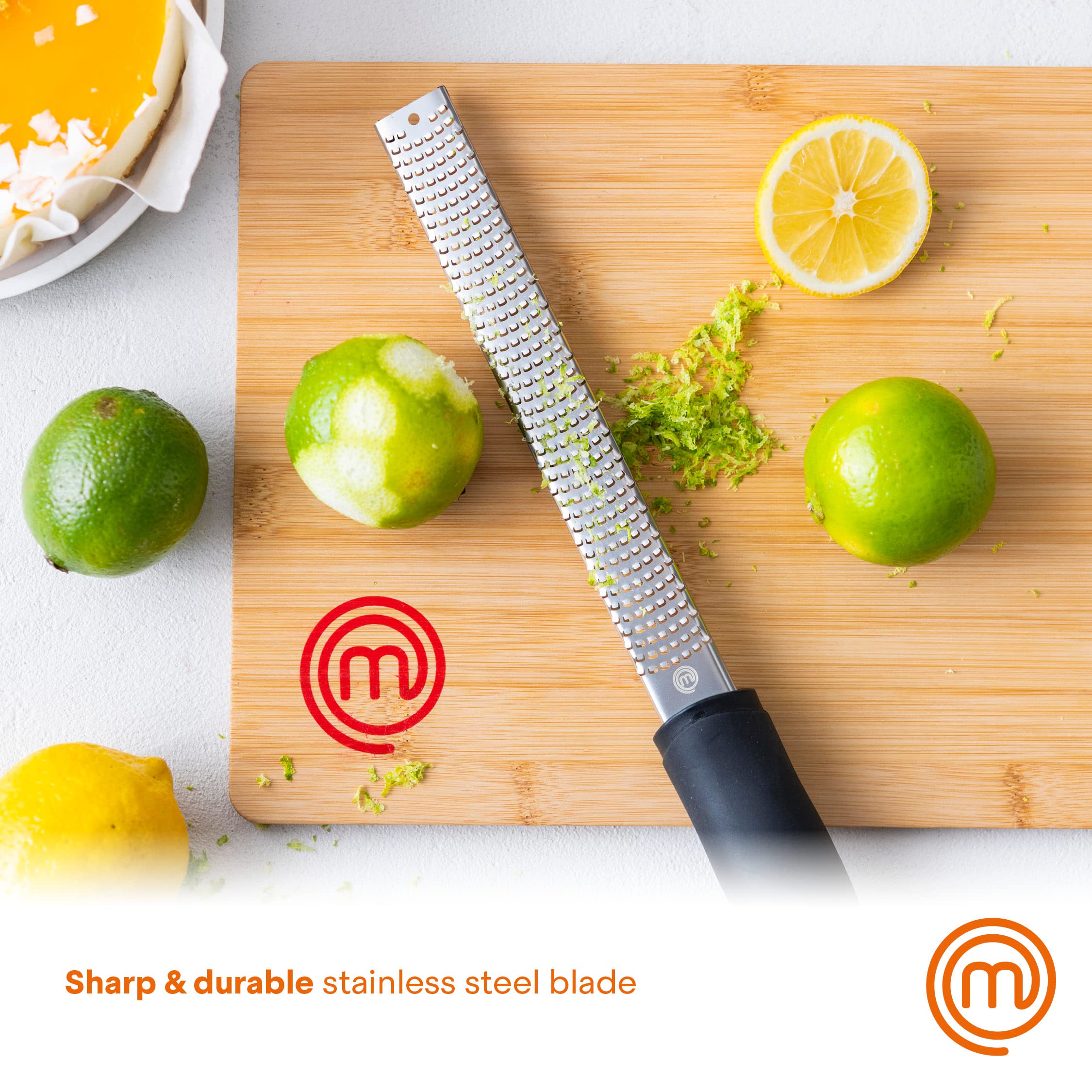 MasterChef Zester Grater - Ultra-Sharp Stainless Steel Blades | Safe Non-Slip Grip | Black 4