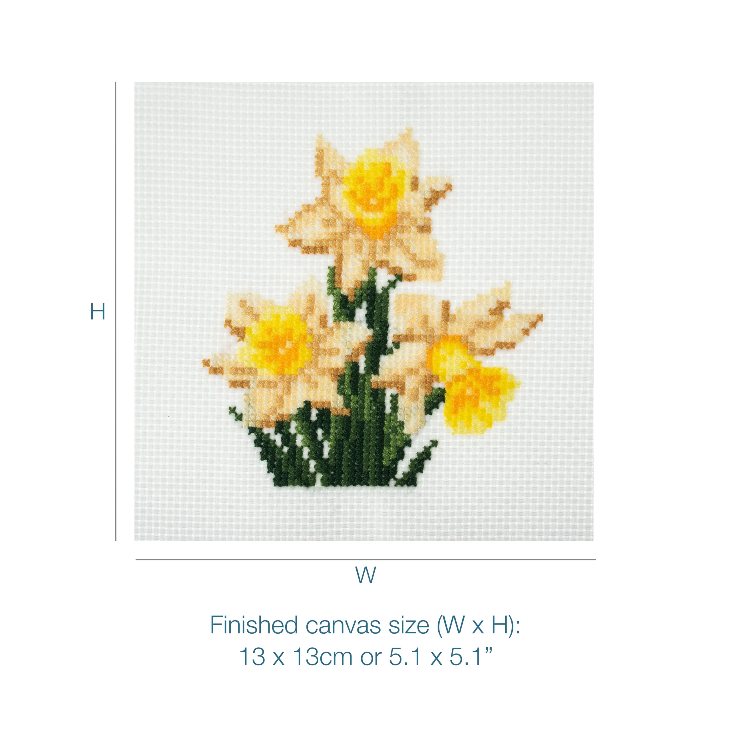 Trimits Mini Counted Cross Stitch Kit - Daffodil Design | 13 x 13cm (5 x 5in) 6