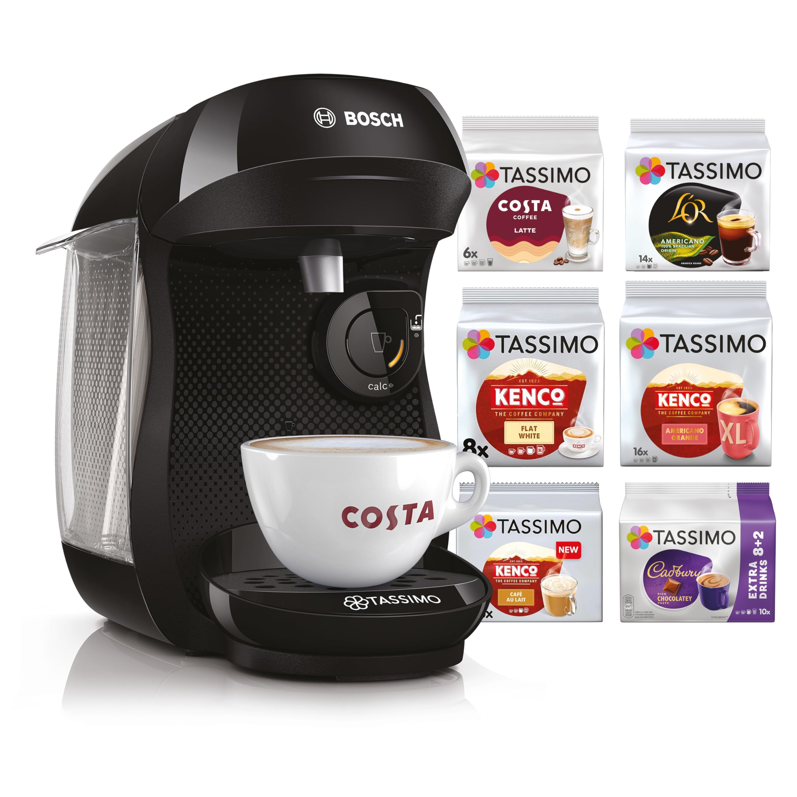 Tassimo by Bosch Happy Single Serve Coffee Machine - Black | Includes 70 Drinks Value Bundle