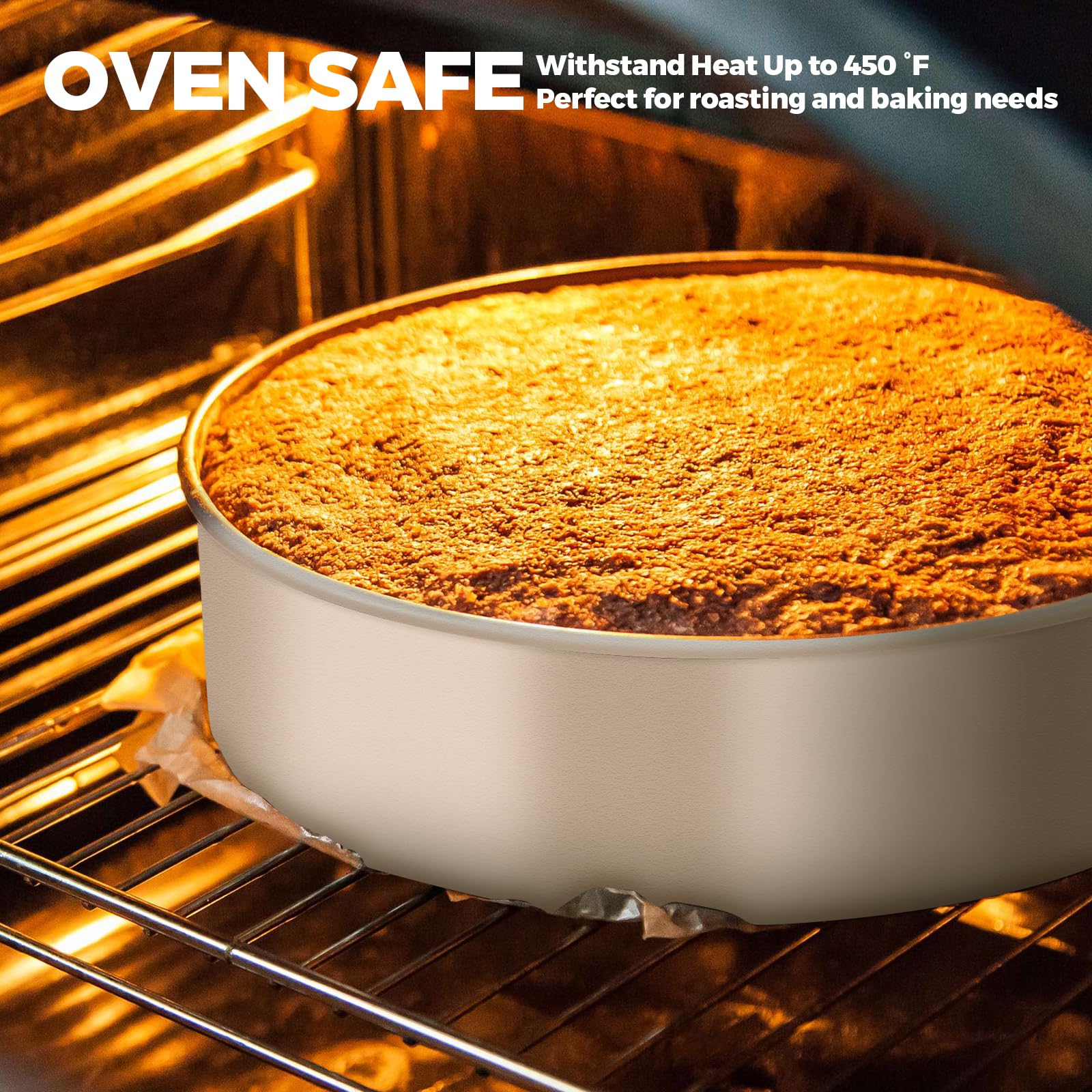 Woobroo 8 Inch Anodized Aluminium Round Cake Tin | Set of 3 | Solid Bottom 5
