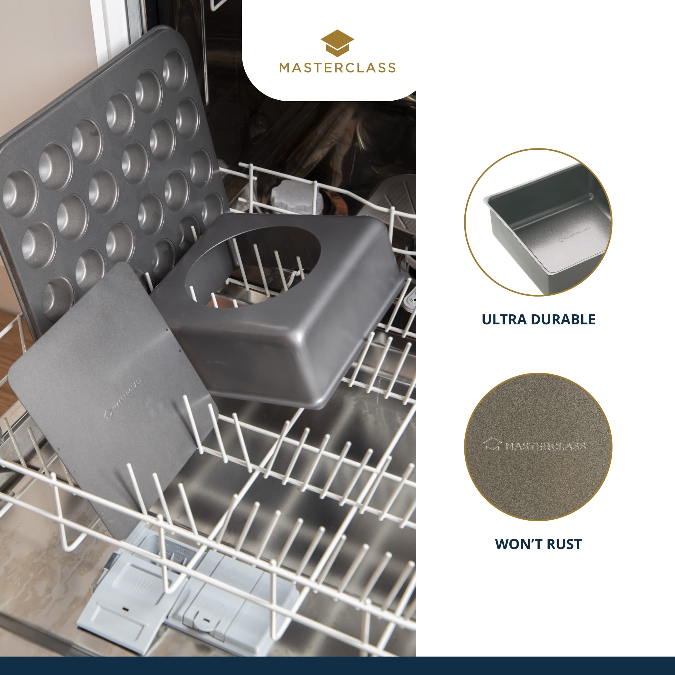 MasterClass Deep Square Cake Tin - 20 cm (8 inch) | Non-Stick Loose Bottom | Carbon Steel 5