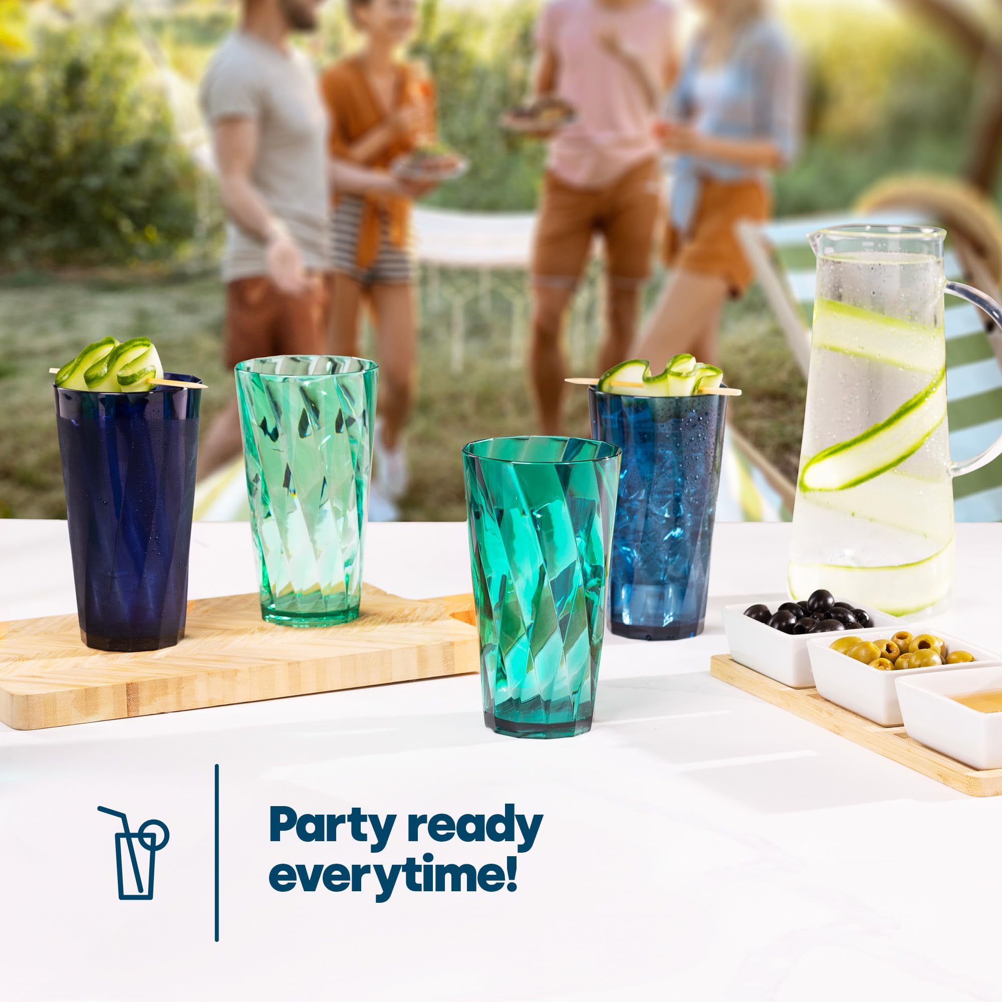 LIVIVO Acrylic Plastic Tumblers - Set of 6 Reusable Drinking Glasses, 16 oz Capacity 4