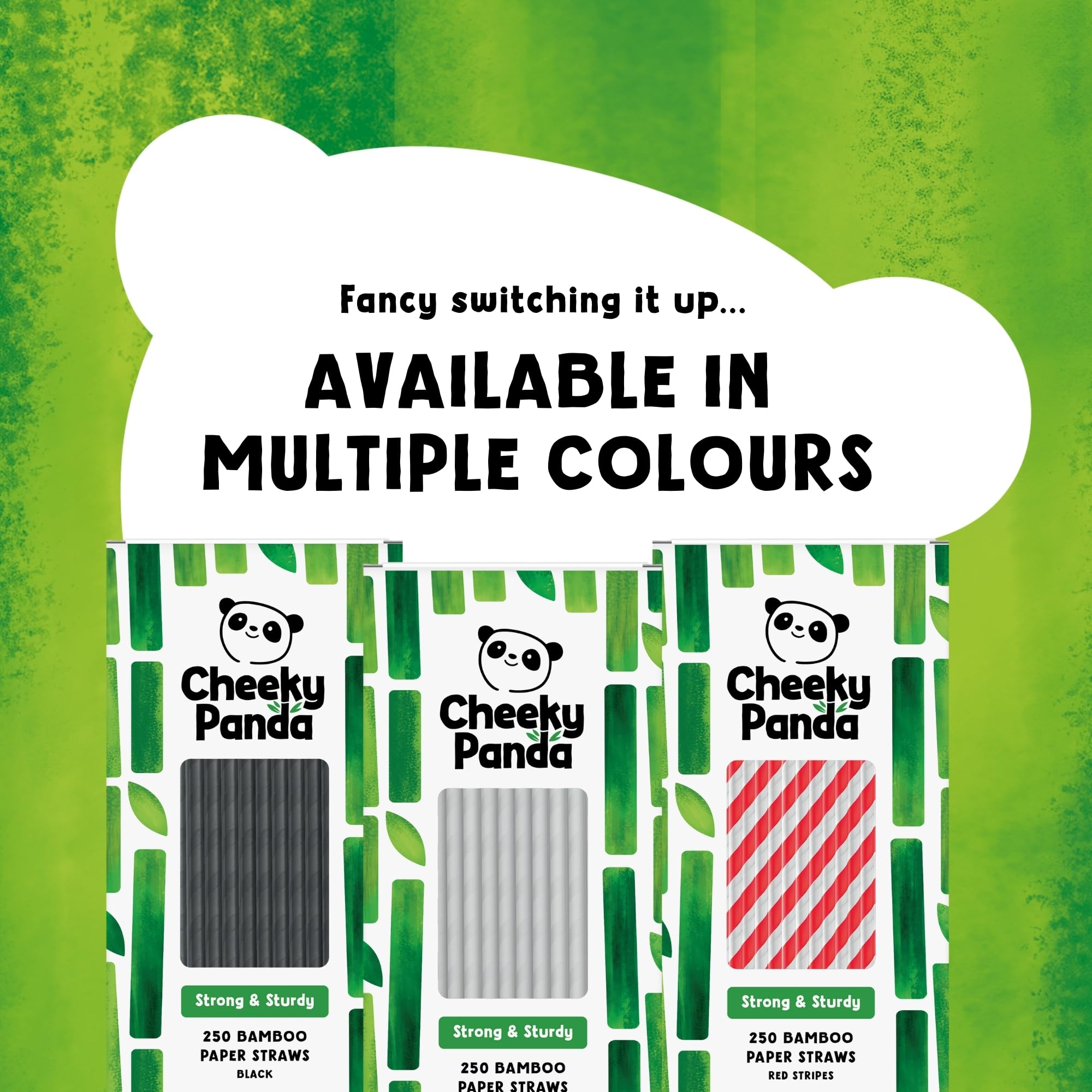 The Cheeky Panda Bamboo Paper Straws - 250 Count Coloured Drinking Straws with Black Stripes | Biodegradable 7