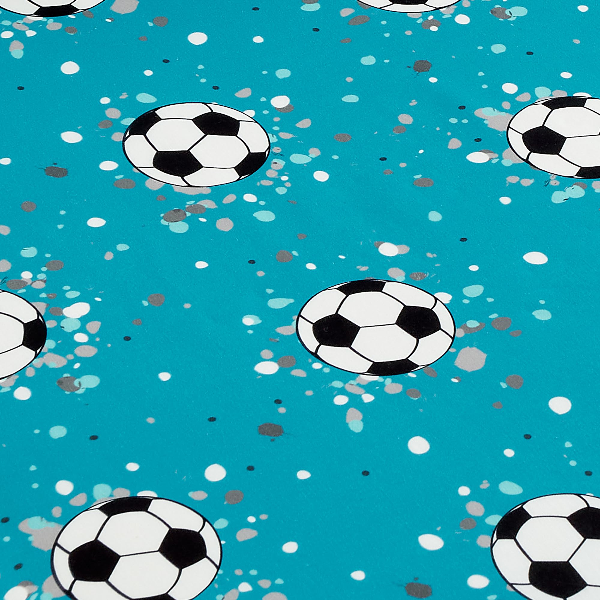 Bedlam Football Duvet Cover Set - Single Size 140x200cm - Grey with Teal Reverse 4