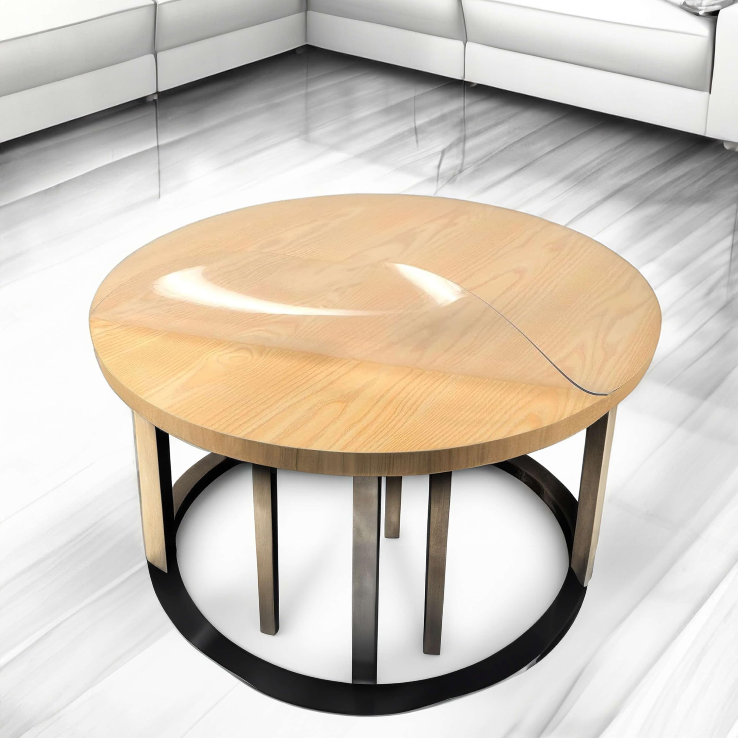 Nicoman Round Clear PVC Table Protector - 120cm Diameter | 2mm Thick | Food Grade 8
