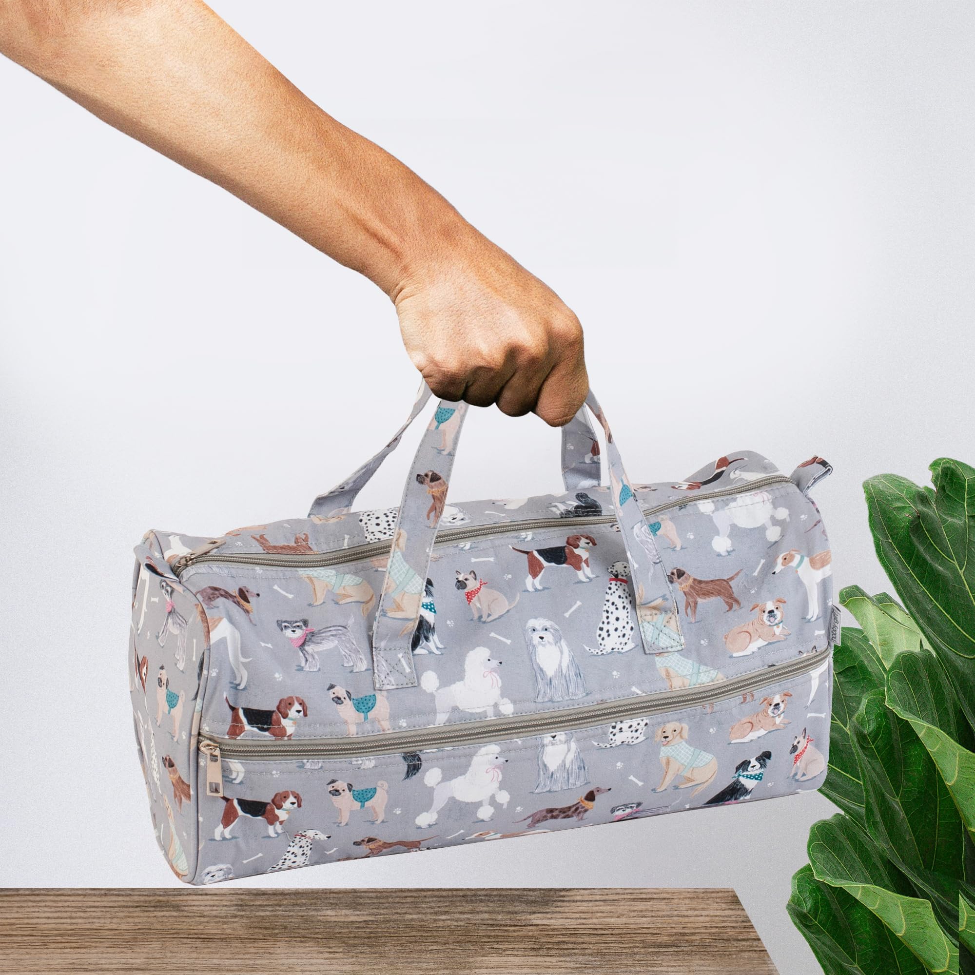 Hobby Gift Knitting Bag - Grey Dogs Design | 100% Cotton | Fits Needles up to 40cm 5