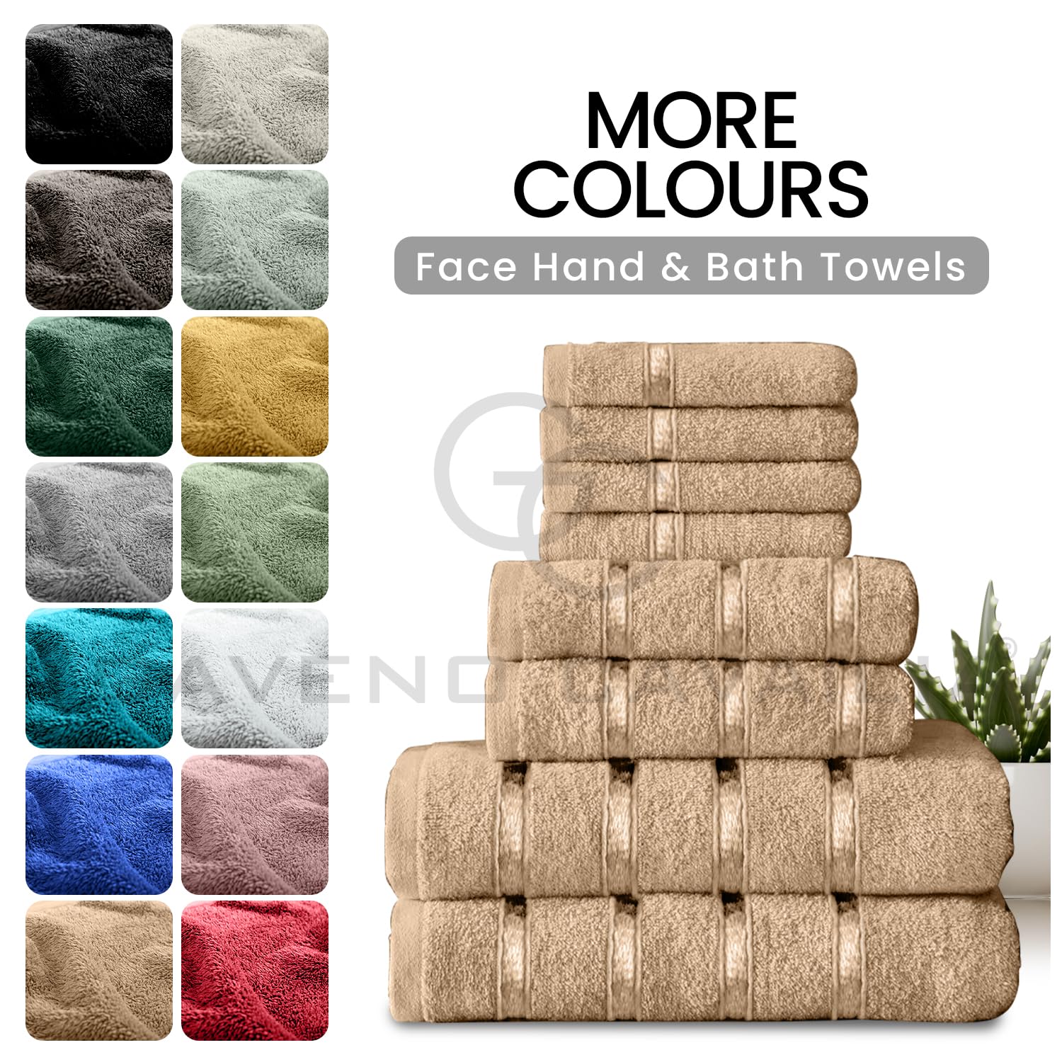 GC GAVENO CAVAILIA 8 Piece Towel Set - 450 GSM Quick Dry Cotton | Natural Color | Includes 4 Face, 2 Hand, 2 Bath Towels 5