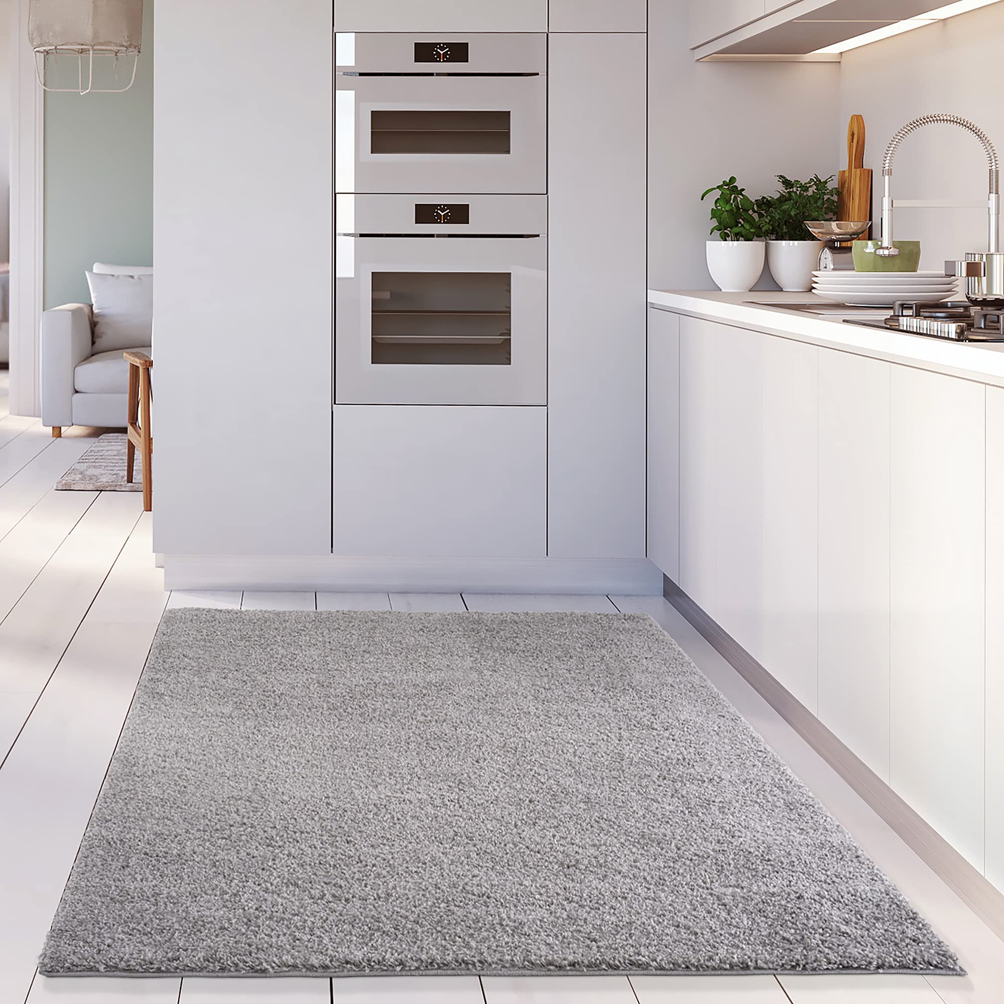 THE RUGS Shaggy Area Rug - Soft Polypropylene for Living Room & Bedroom | 120 x 170 cm Grey 4