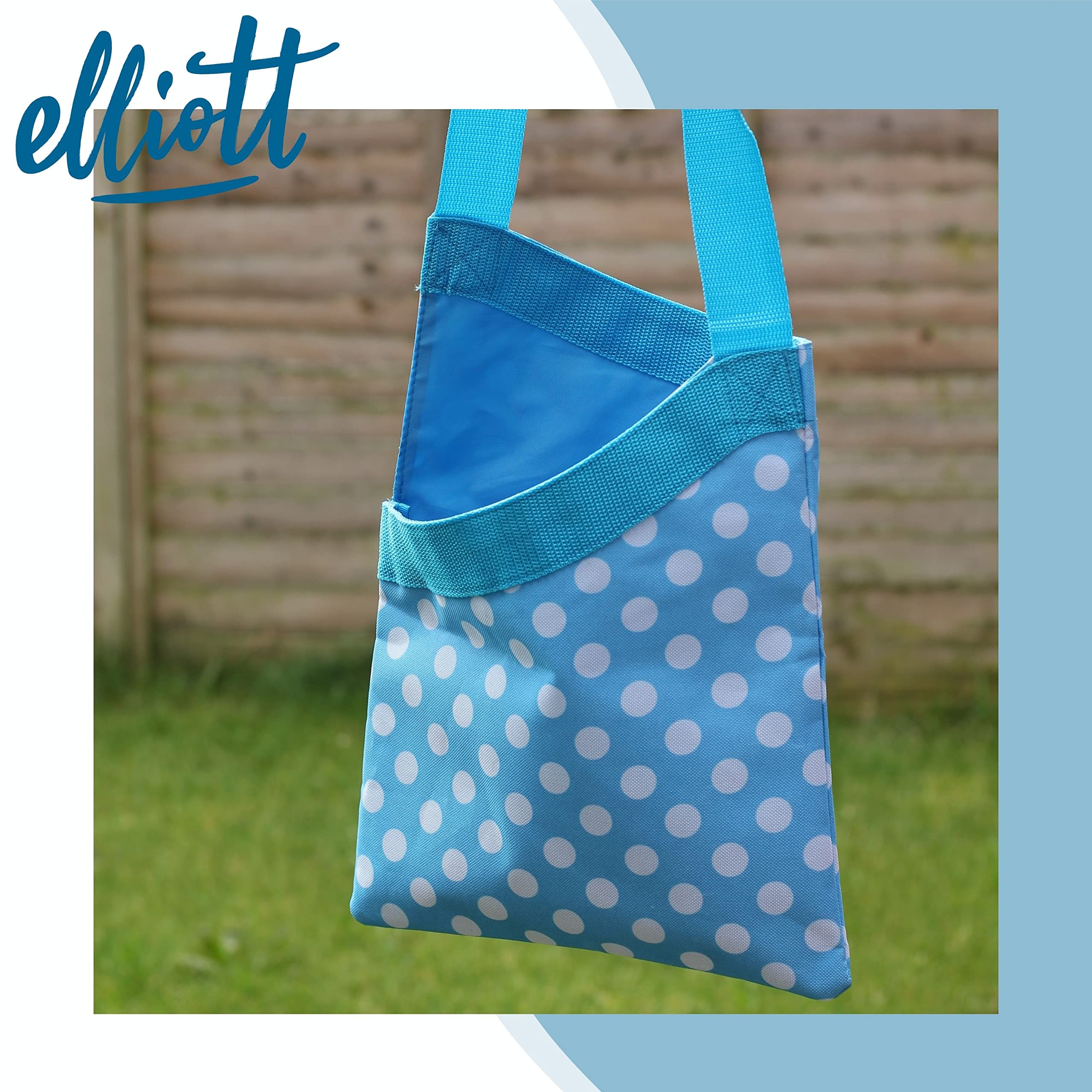 Elliott Large Peg Bag with Shoulder Strap | Water Resistant | Holds 72-108 Pegs | Blue Polkadot 5