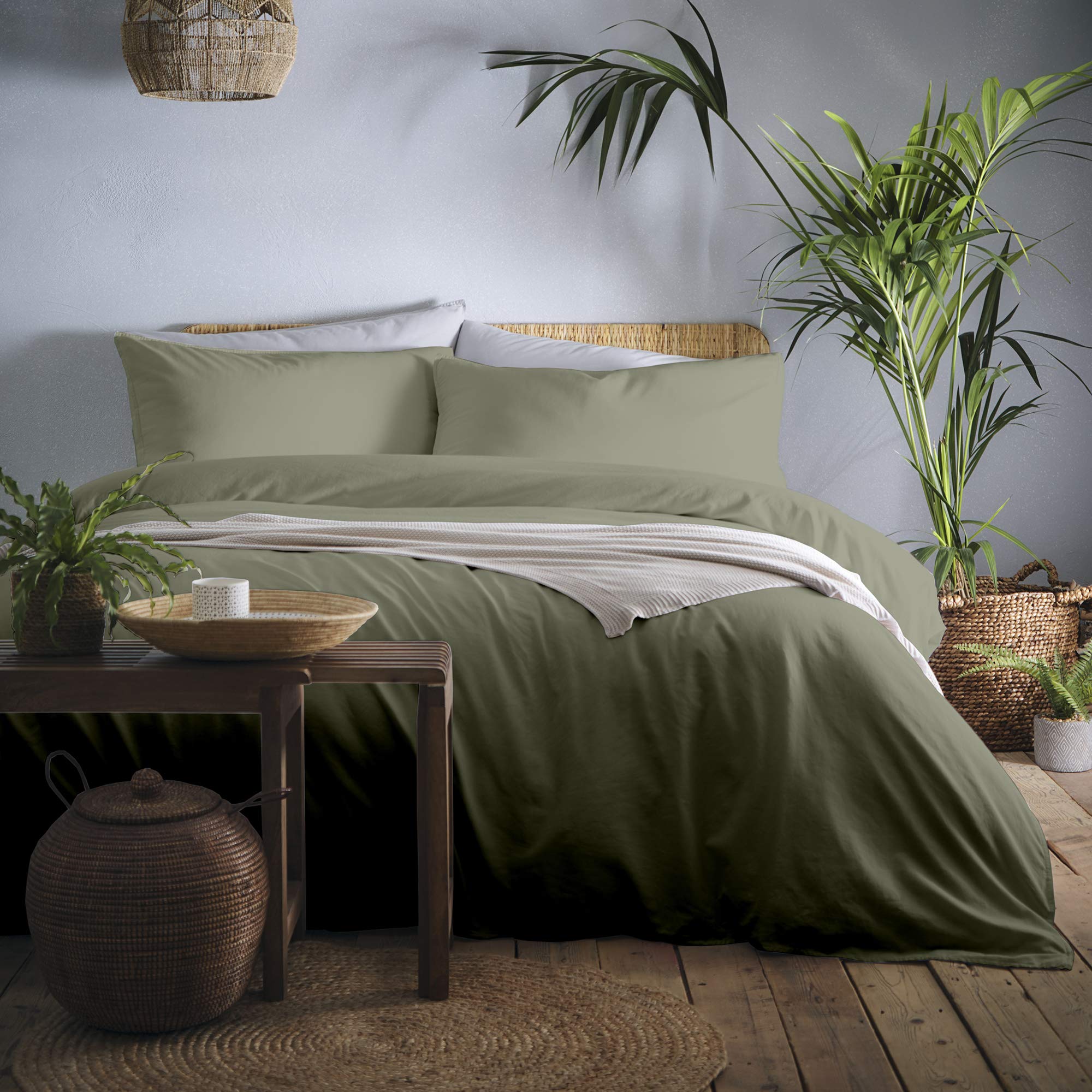 Appletree 100% Cotton Duvet Cover Set - Khaki, King Size (230x220cm) | 144 TC | 3 Pieces 1