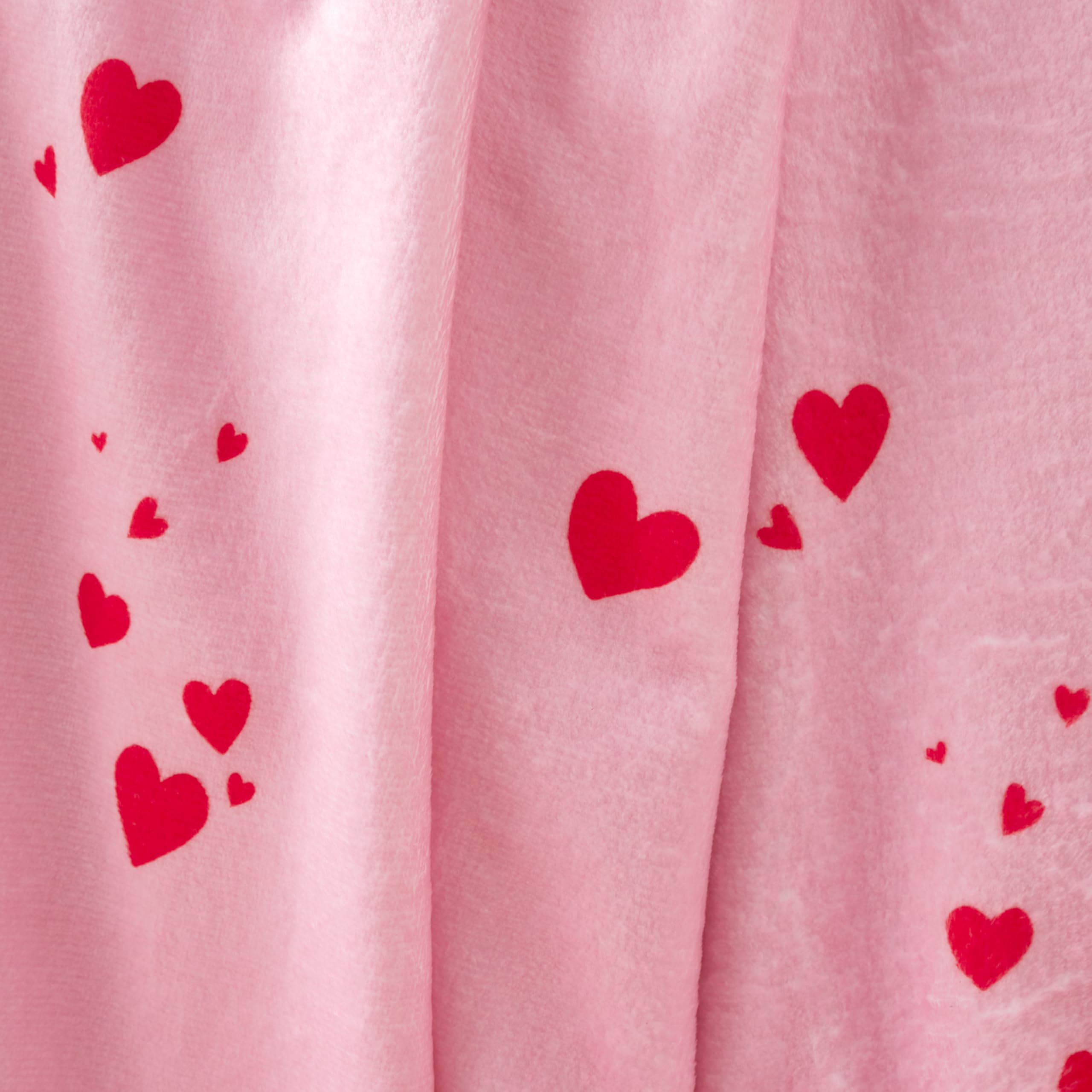 Catherine Lansfield Heart Cosy Fleece Oversized Throw Blanket | 200x240cm | Pink Polyester 3