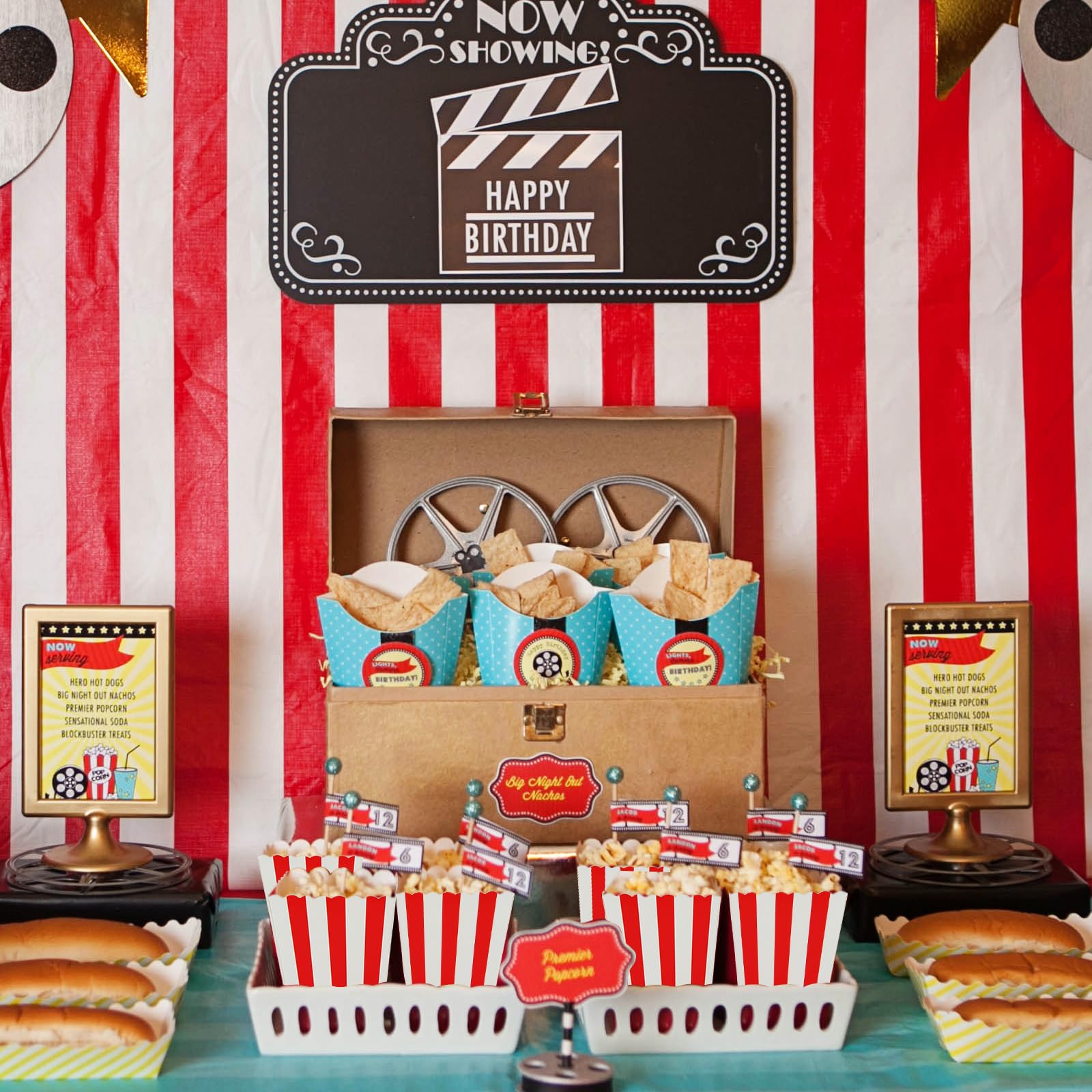 ASelected 50PCS Popcorn Boxes - Classic Red/White Stripe | Paper Container | Collapsible 3