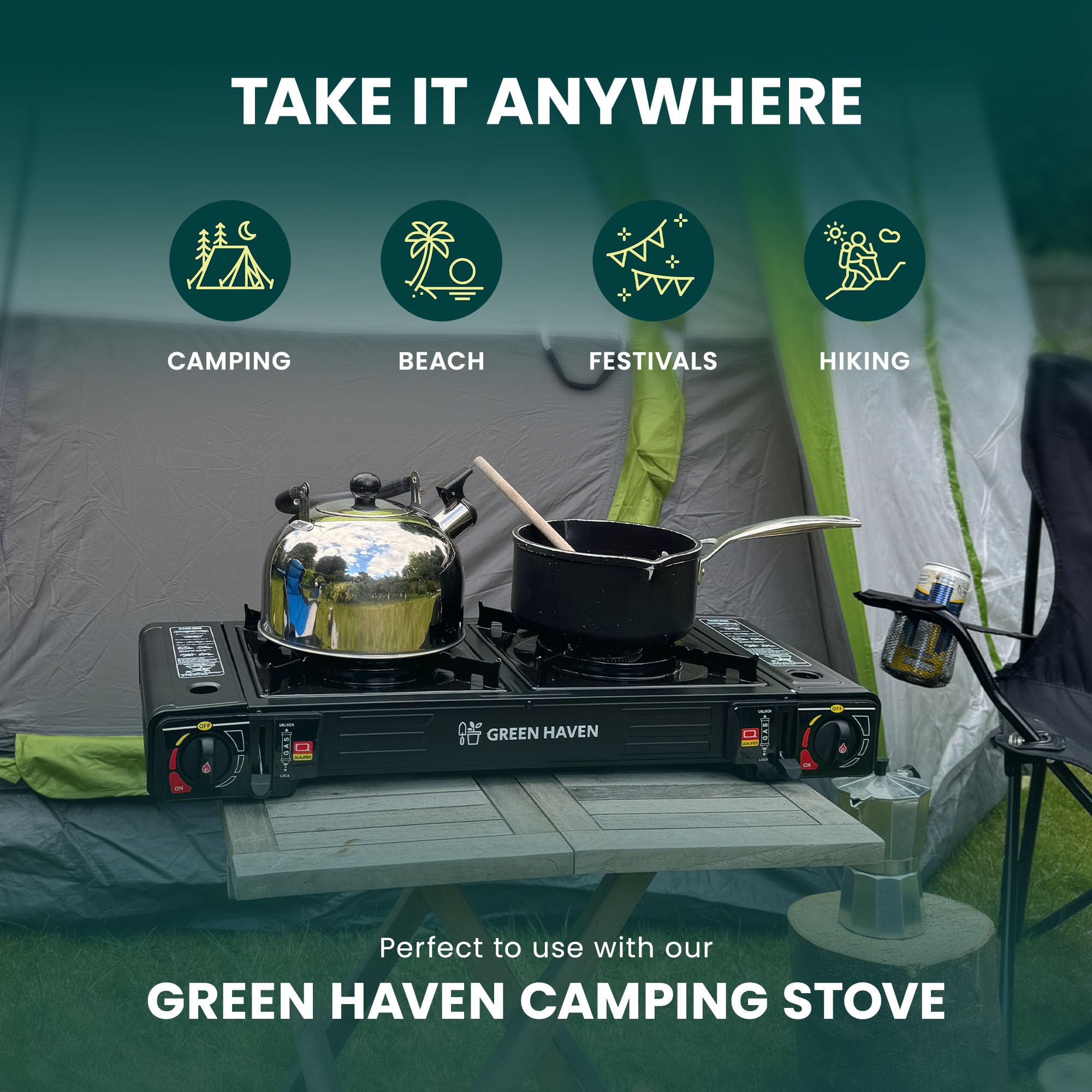 Green Haven 2L Stainless Steel Whistling Stovetop Kettle for Camping and Home Use | Silver 6