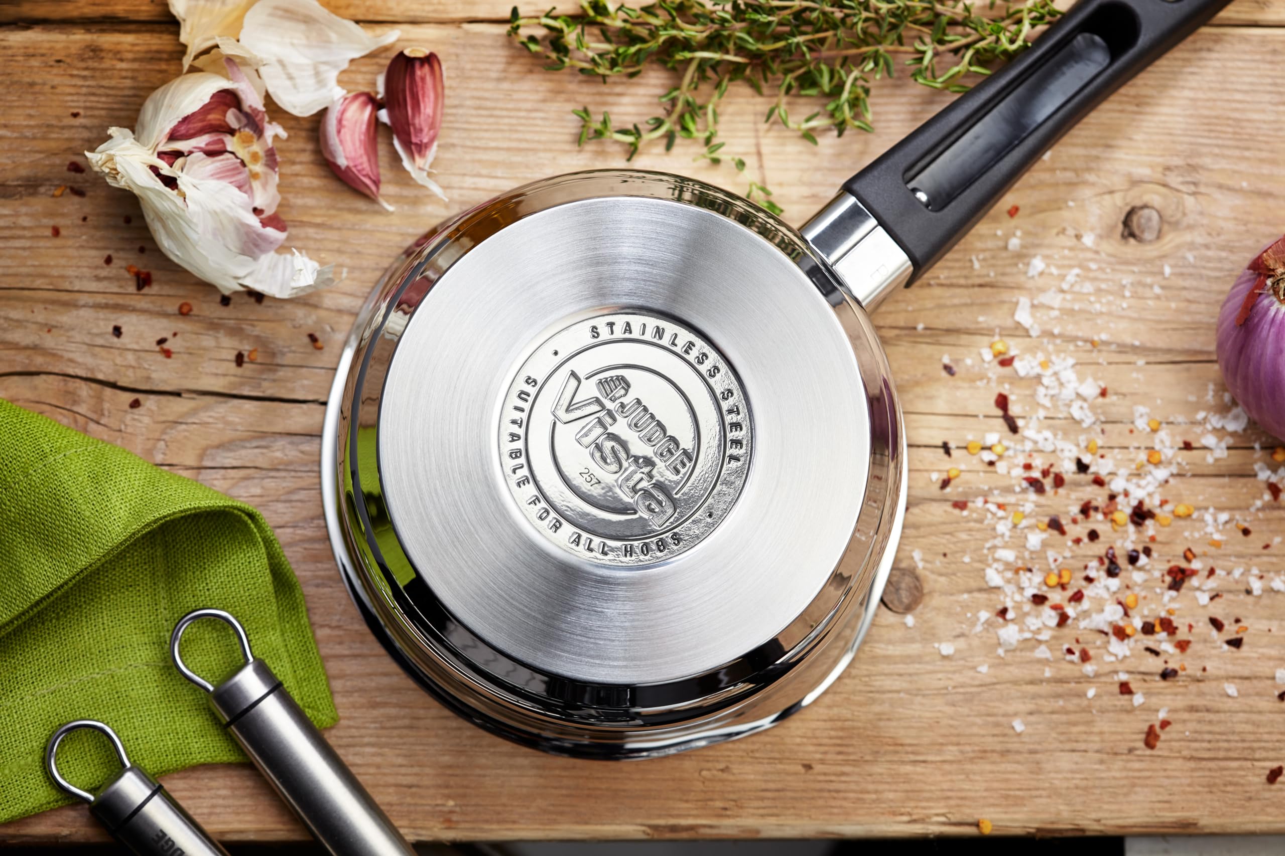 Judge Vista 14cm Stainless Steel Medium Saucepan with Draining Lid | Induction Ready 3
