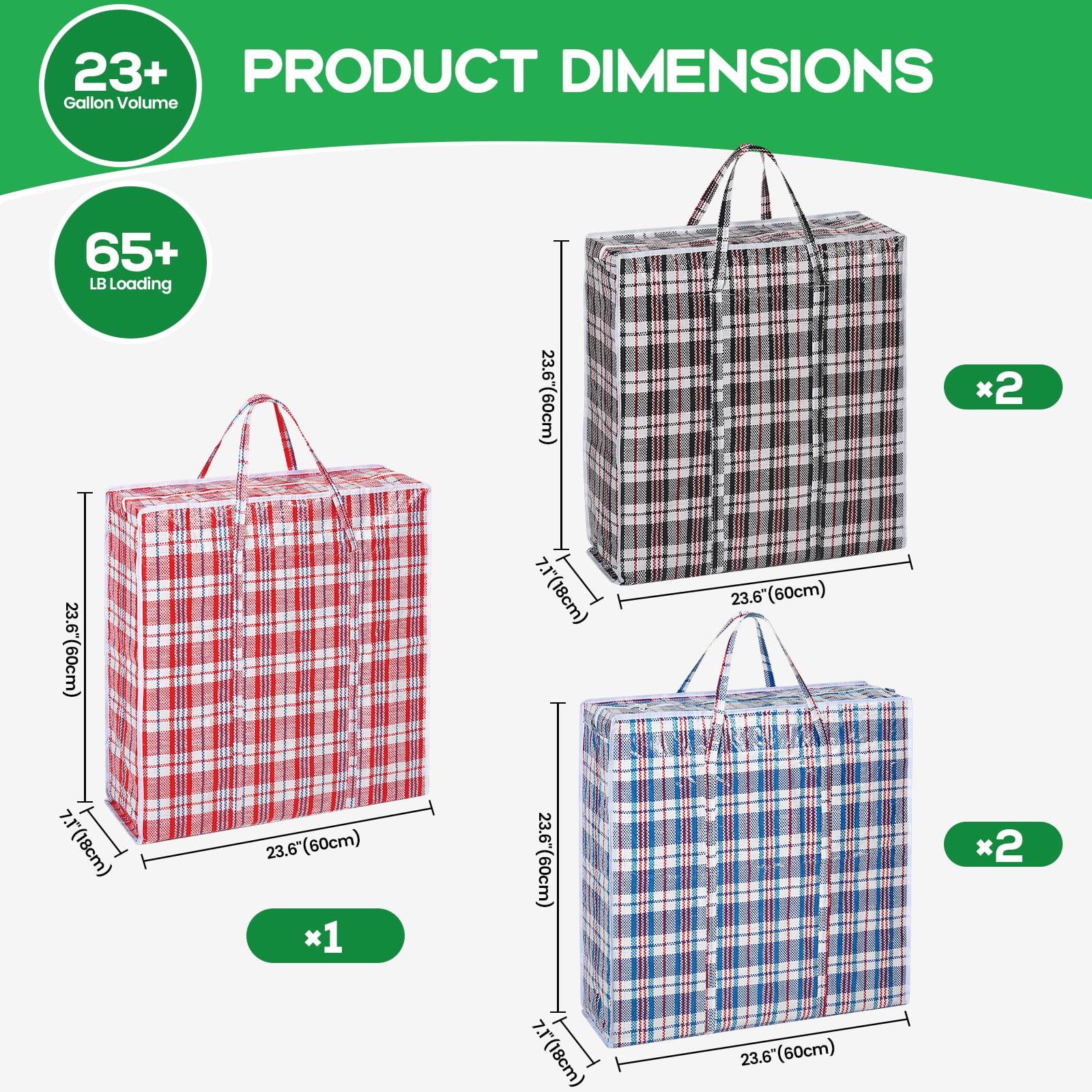 Rainberg 5 Pack Extra Large Storage Bags - 60x60cm, Heavy Duty Polypropylene, Water Resistant 2