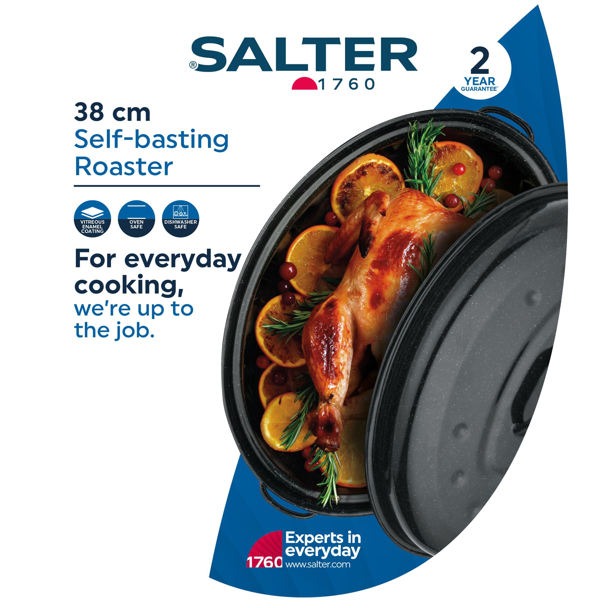 Salter Self-Basting Roaster - 38cm Oval, PFAS-Free Vitreous Enamel, Oven Safe to 230°C 3