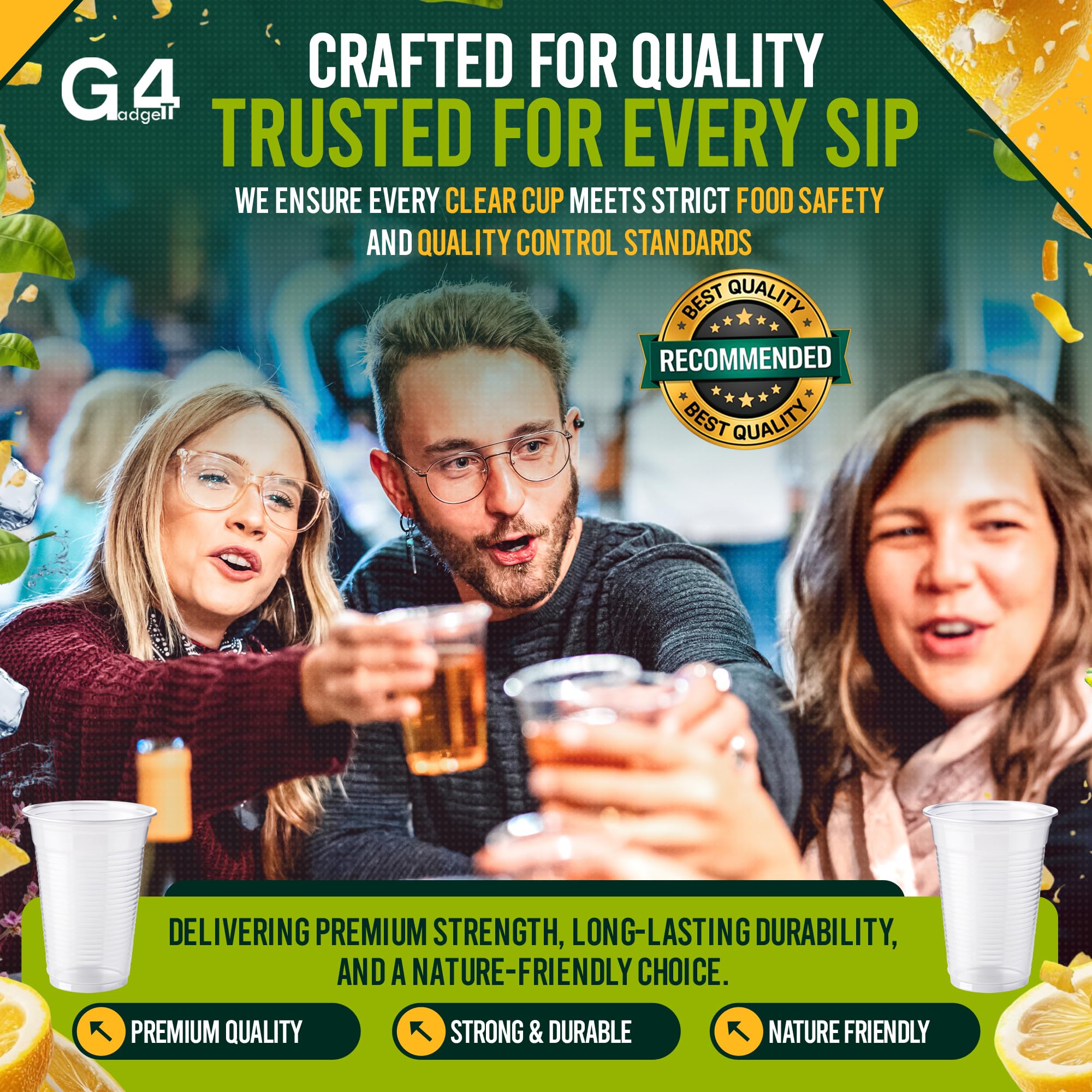 G4GADGET 50 Pack Plastic Disposable Cups - 180ml Clear Drinkware for Home & Office Use 6