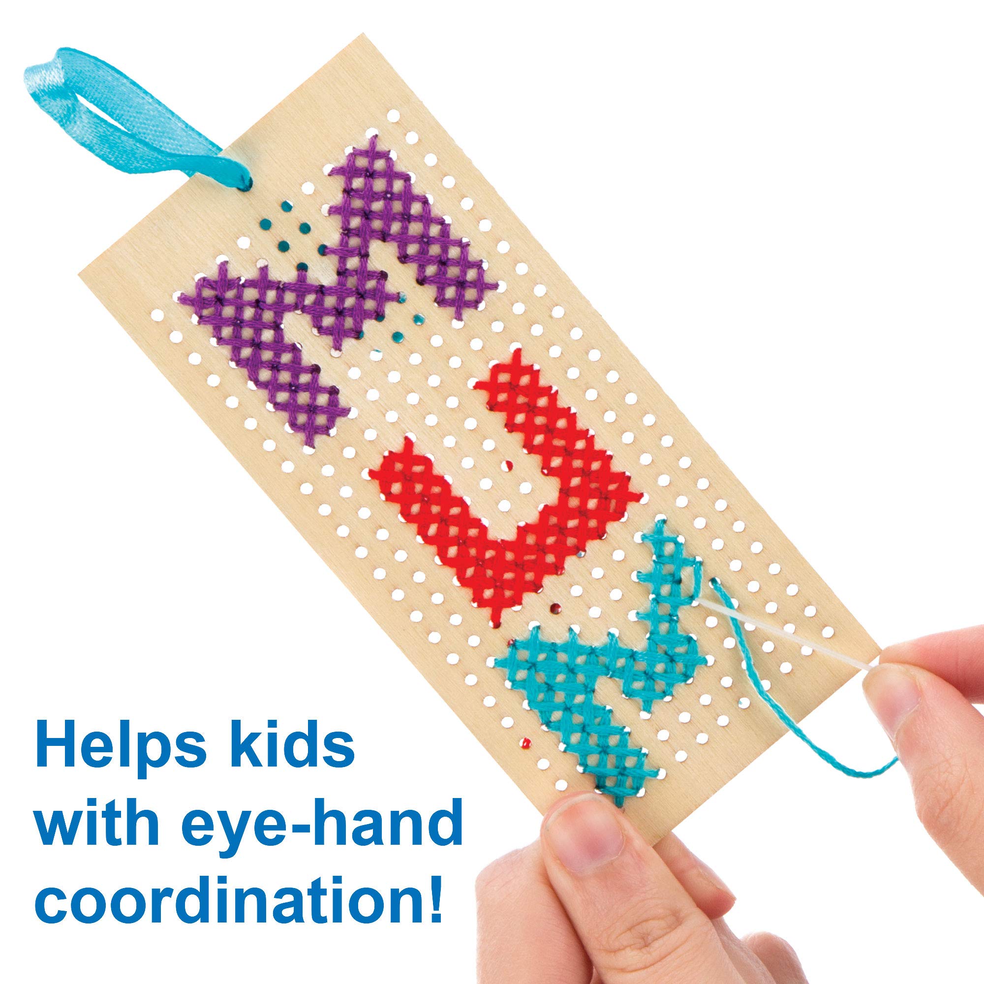 Baker Ross AR141 Bookmark Cross Stitch Kits for Beginners - 4 Pack, Assorted Colors 6