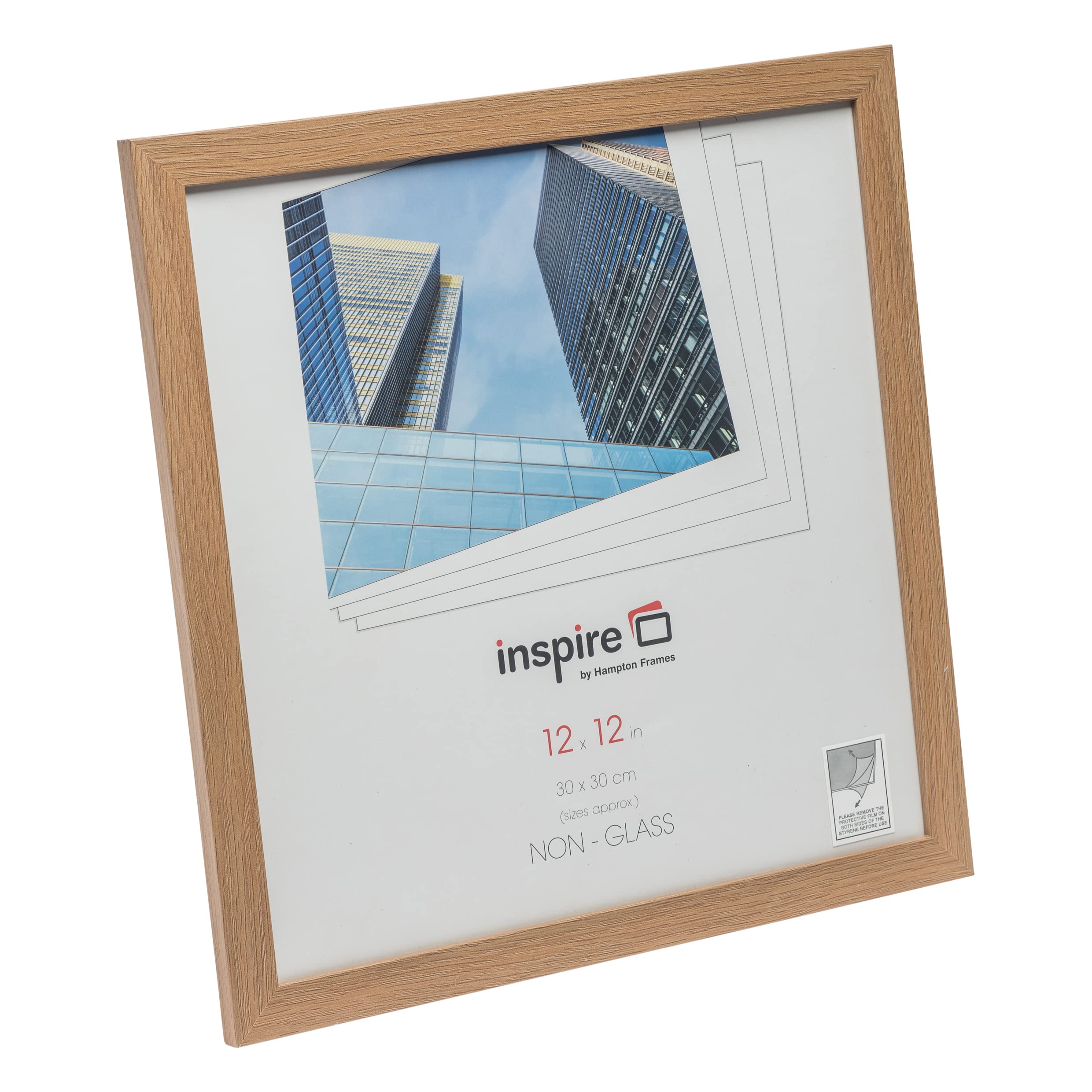 Hampton Frames Square Poster Frame 30x30cm Oak Effect | Lightweight Plexi Front | Pack of 1 2