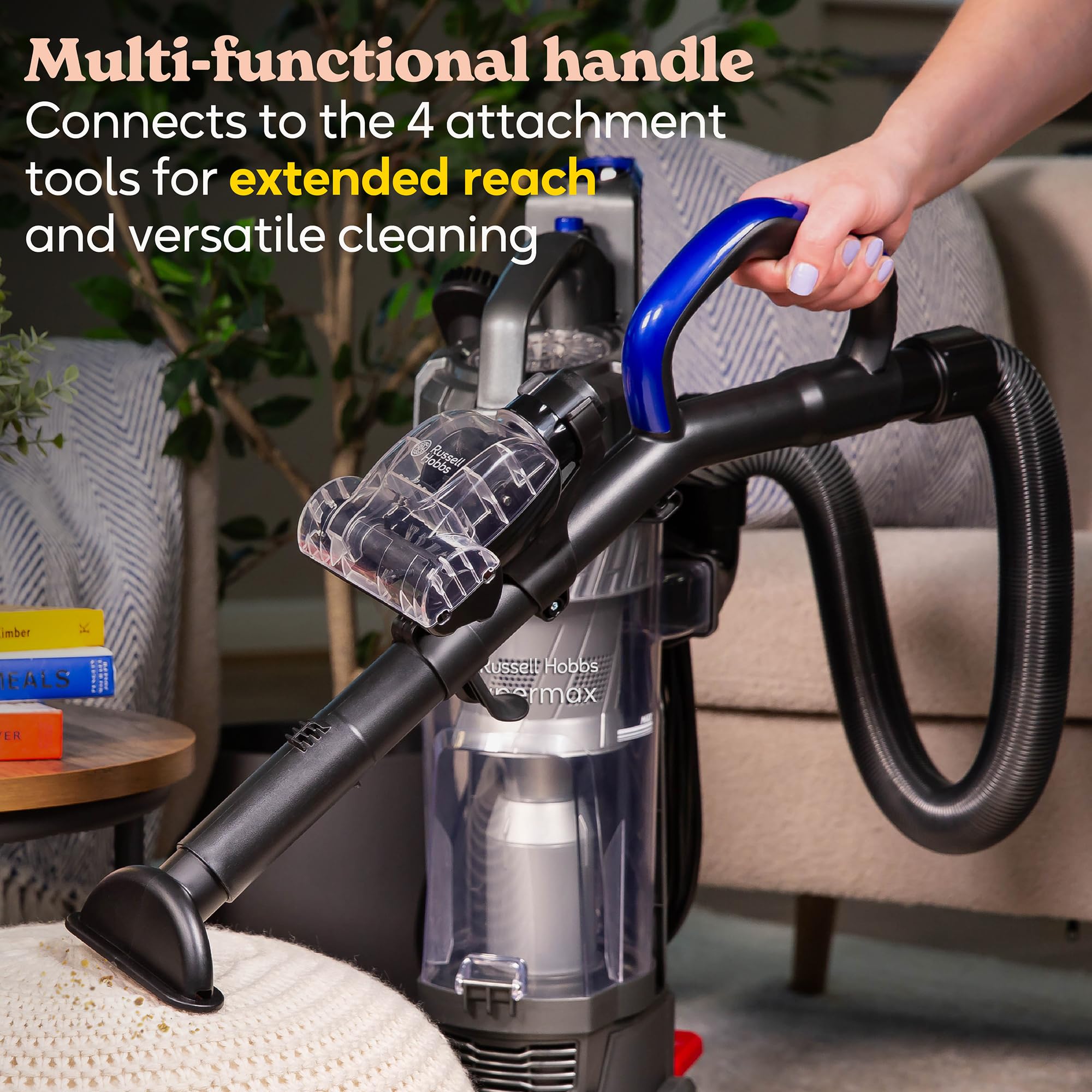 Russell Hobbs Hypermax Upright Vacuum RHUV7001 - 700W Motor, 4L Tank, Multi-Surface, Grey & Blue 8