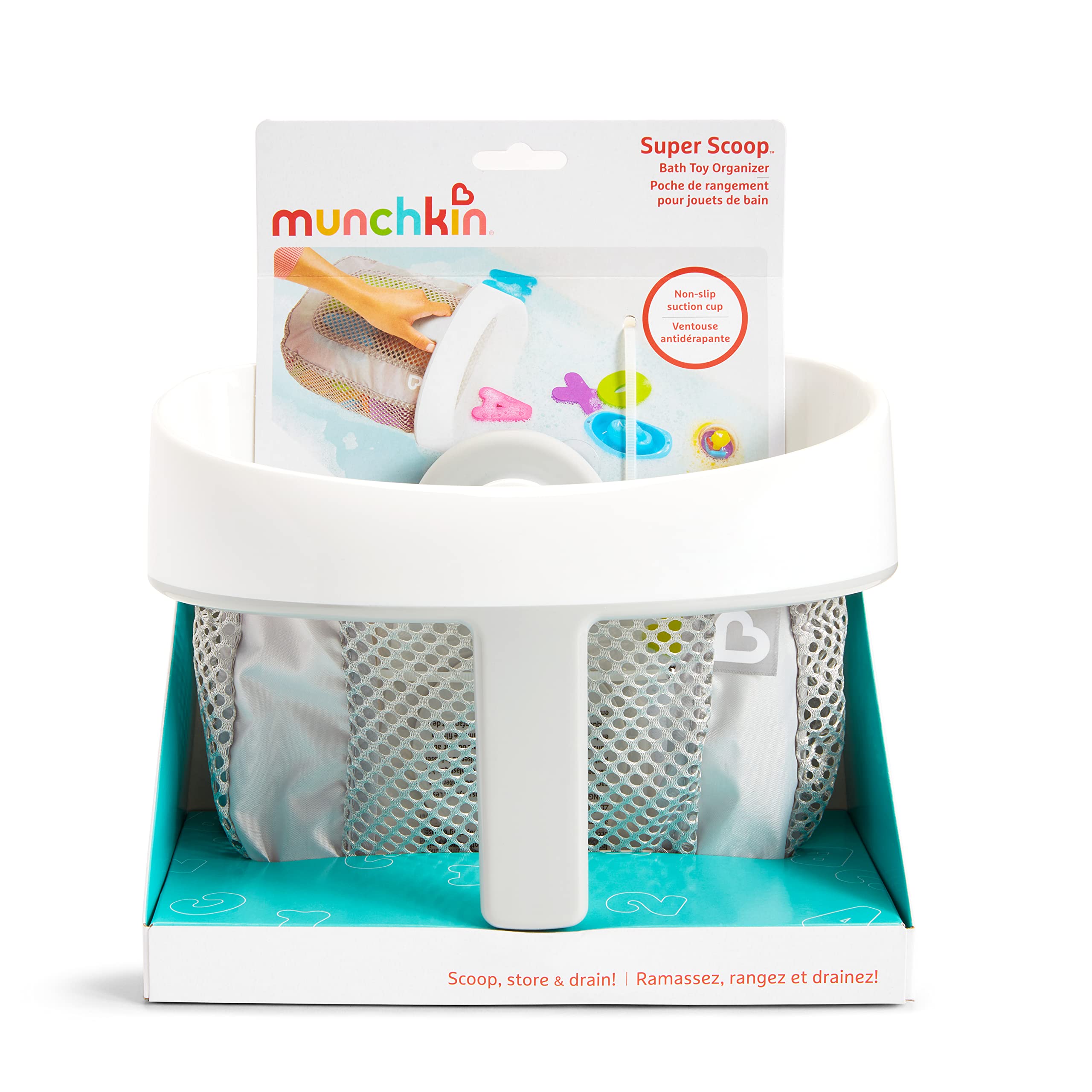 Munchkin Super Scoop Bath Toy Organiser - Grey | Medium Size | Portable Storage 5