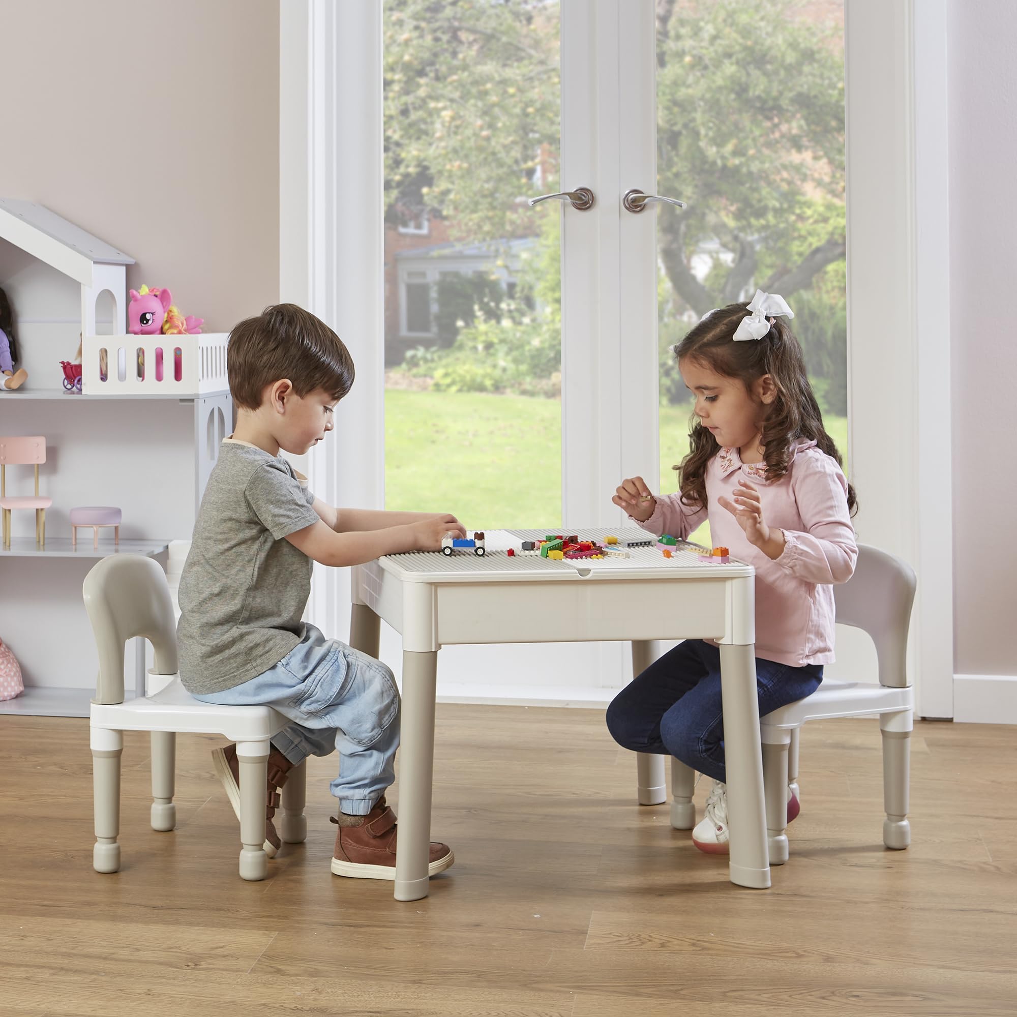 Liberty House Toys Kids 5-in-1 Activity Table and 2 Chairs Set | Reversible Top | Storage Base 1