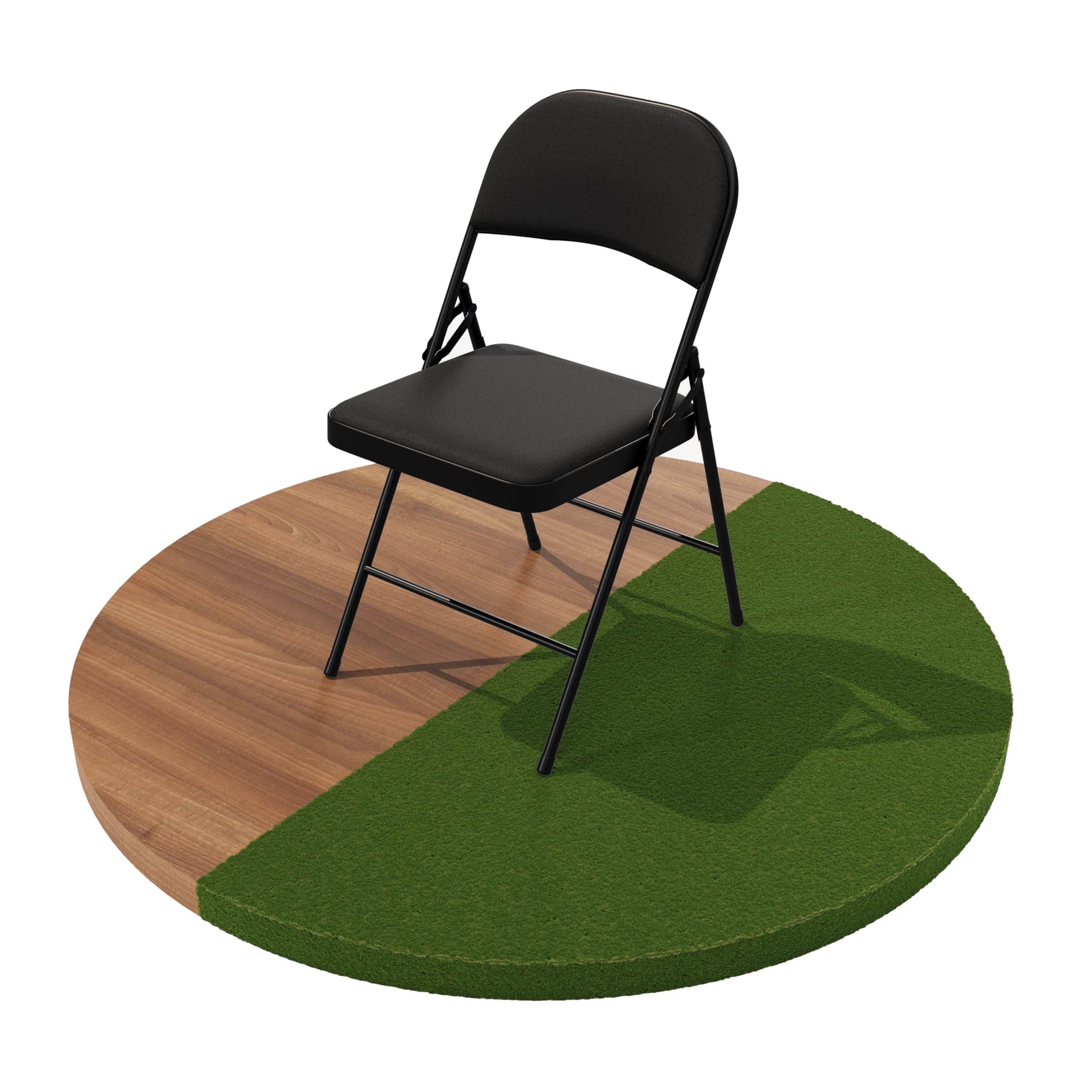 Build Rapido Padded Folding Chair - Heavy Duty Steel Frame | Black | Oversized