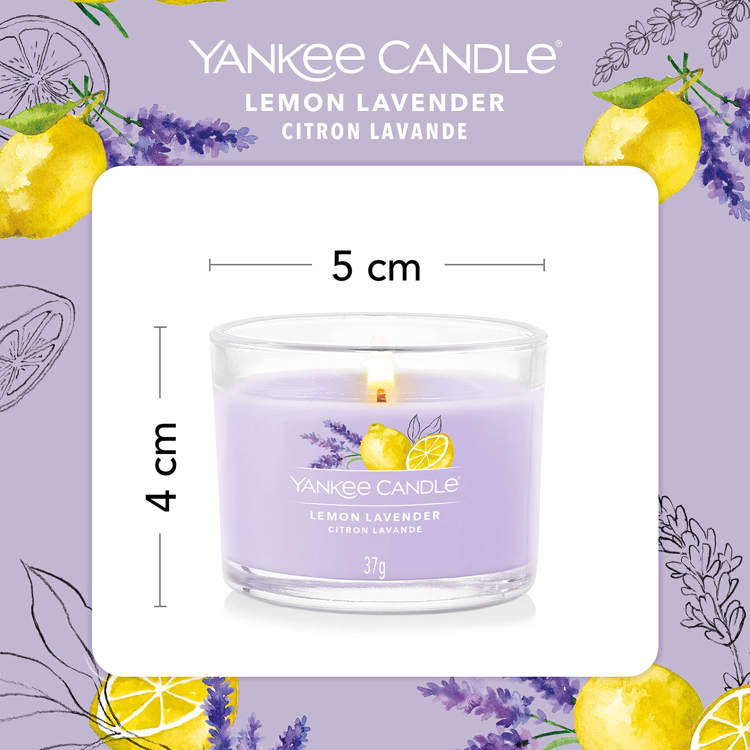 Yankee Candle Scented Candles Gift Set - 3 Filled Votive Candles | Lemon Lavender Scent | Soy Blend Wax 3