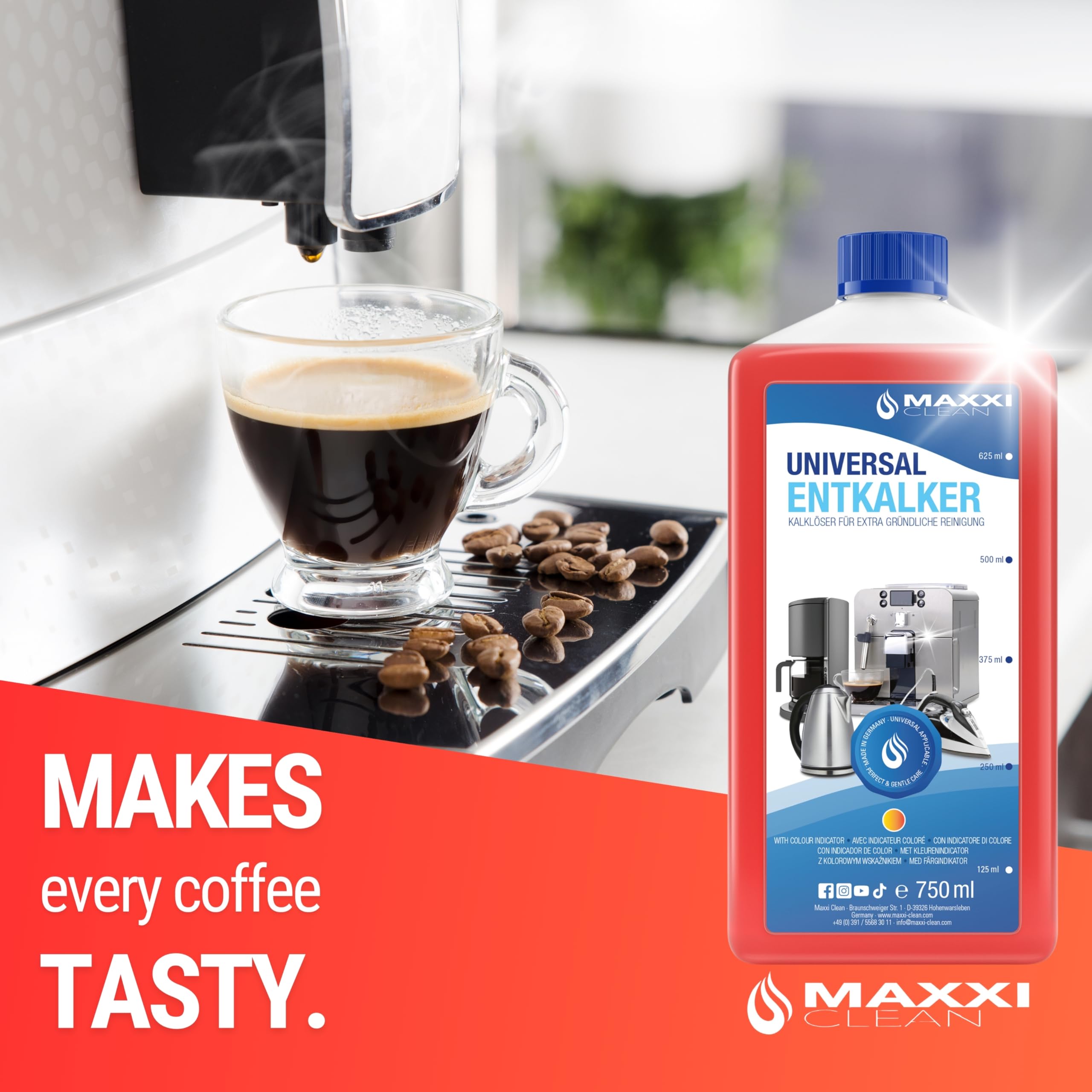 Maxxi Clean Universal Liquid Descaler - 750 ml | For Coffee Machines, Kettles & Household Appliances | Made in Germany 5