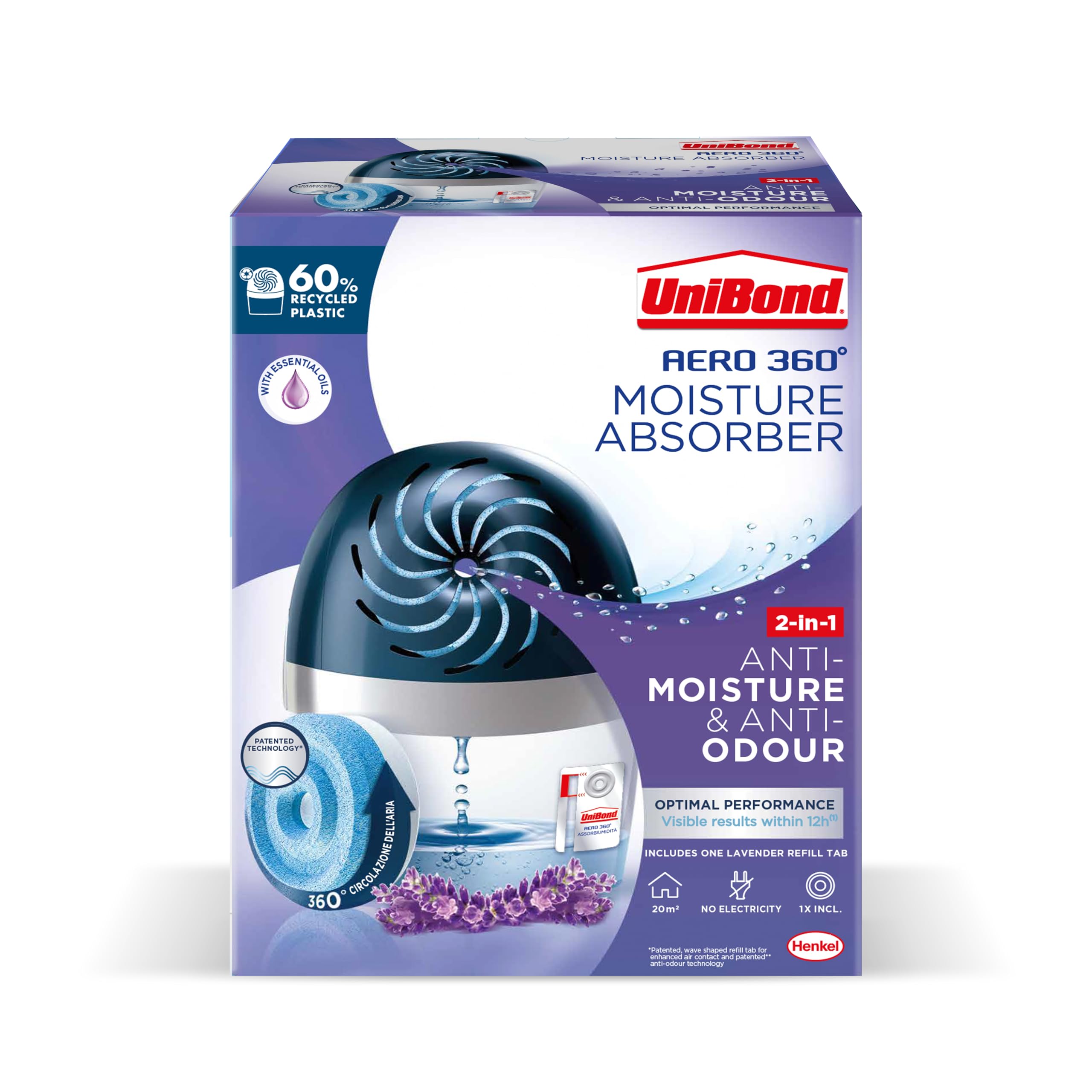 Unibond AERO 360º Lavender Humidity Absorber - Controls Moisture & Odours | Up to 20m² 10