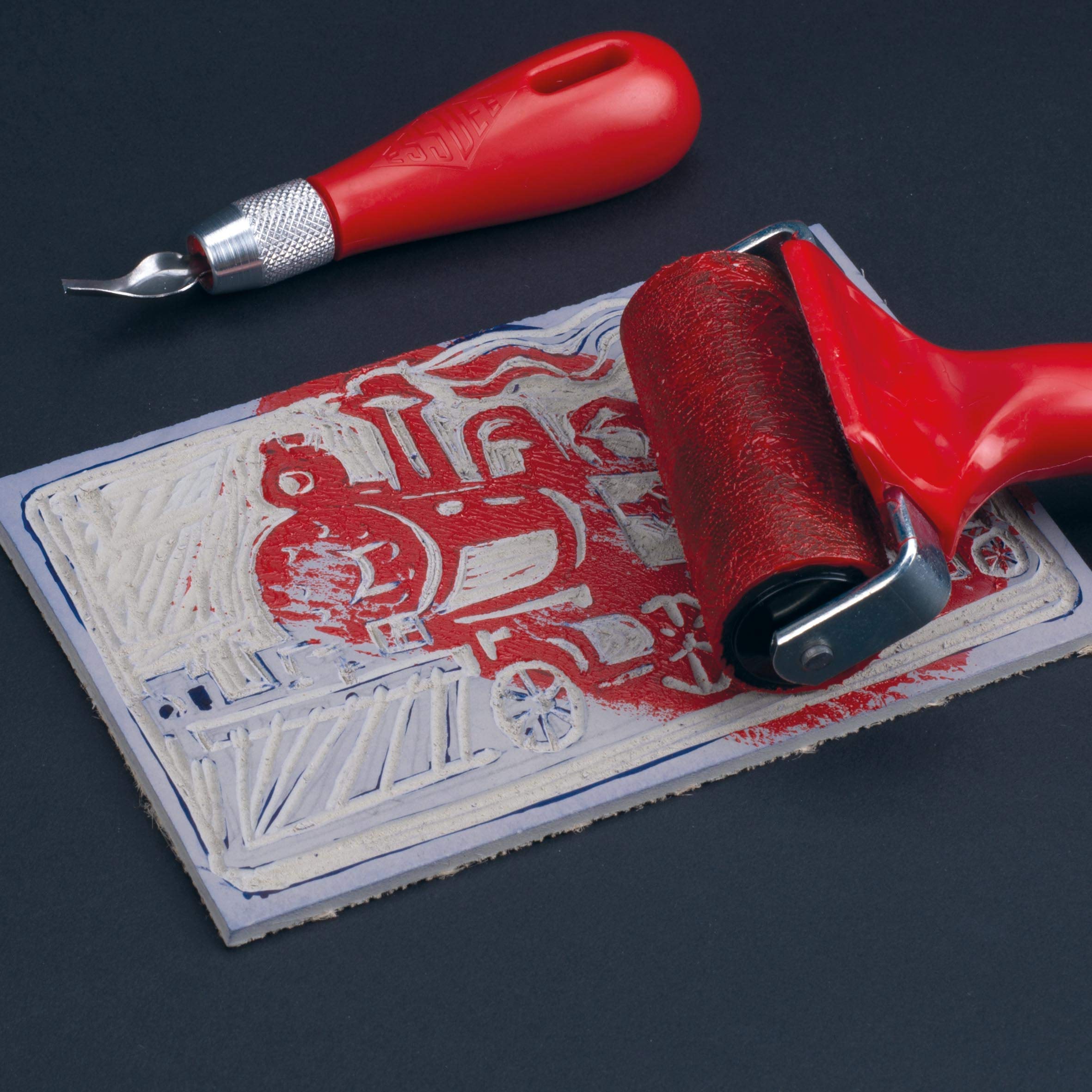 ESSDEE Relief Printing Ink Roller/Brayer - 100mm Red Plastic Roller | Machine-Ground Surface 4