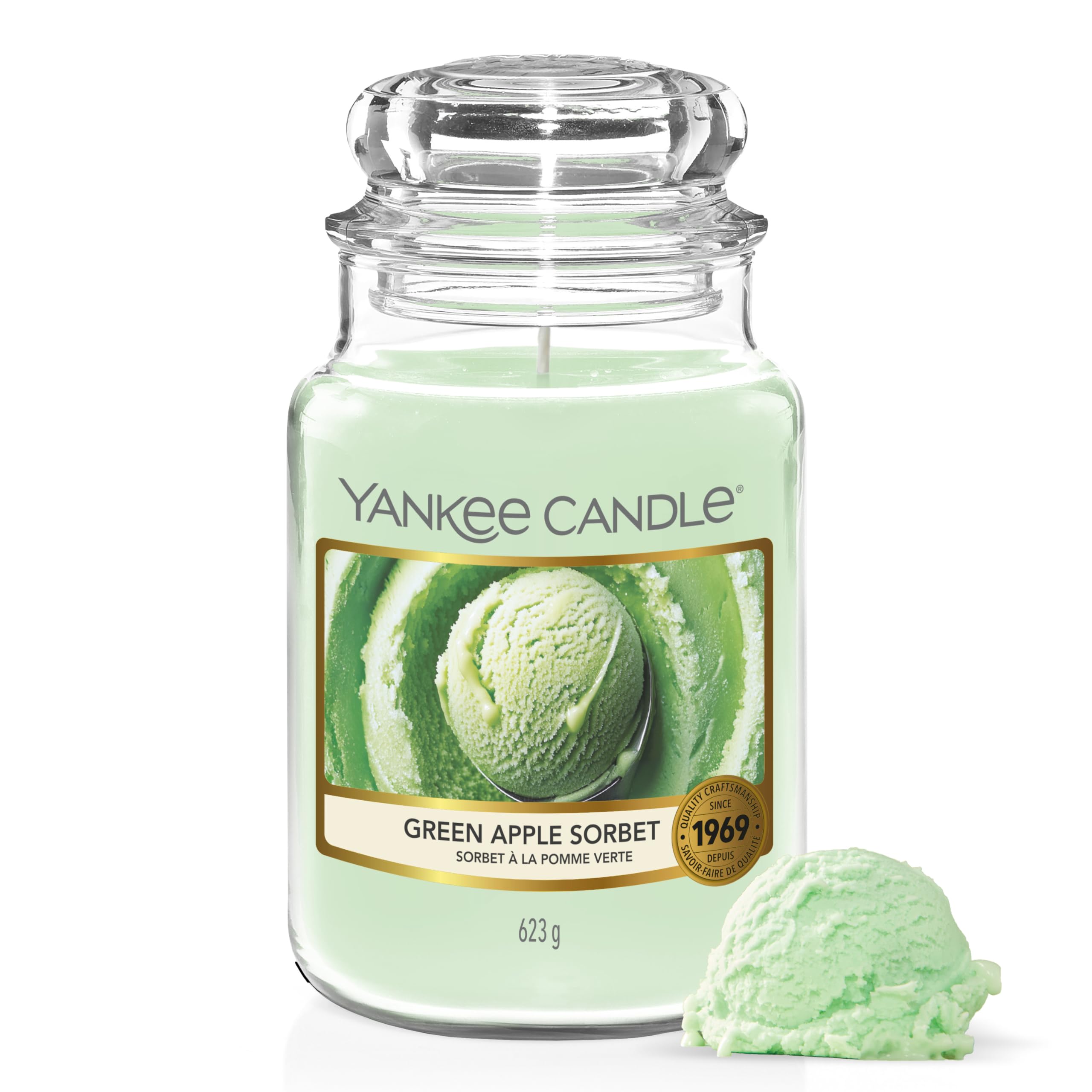 Yankee Candle Scented Candle - Green Apple Sorbet Large Jar | Up to 150 Hours Burn Time | 623g 1