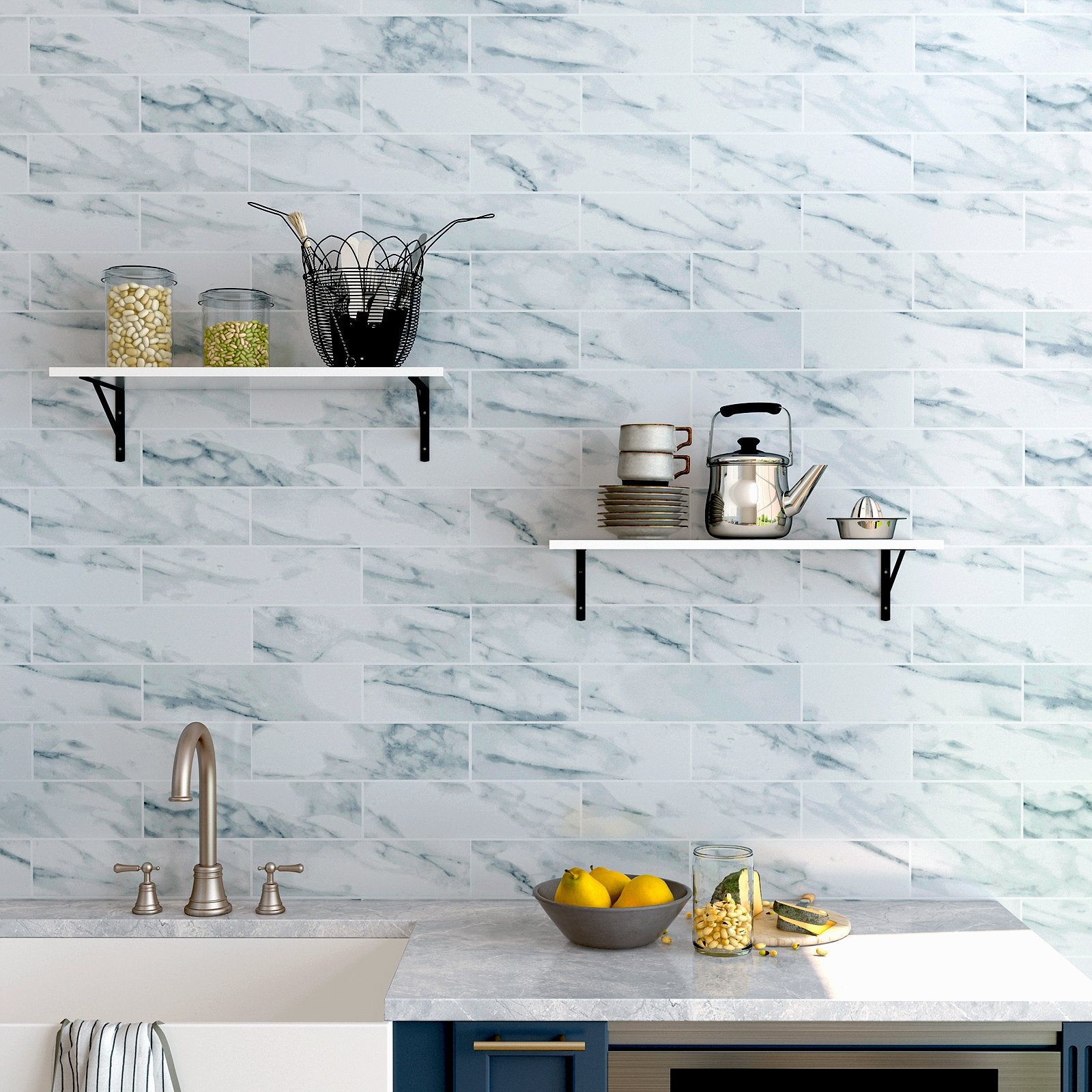 SONGMICS Set of 2 Floating Wall Shelves - White Engineered Wood | 60 x 21 cm | Max Load 15kg Each 7